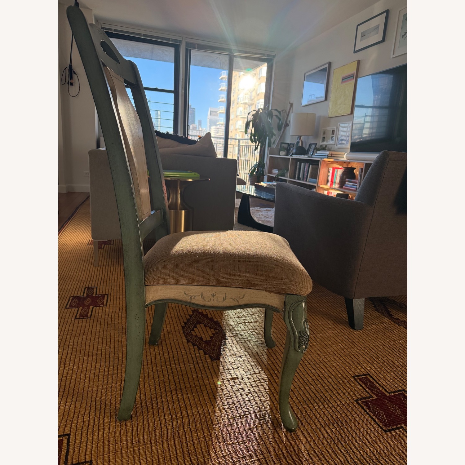 Horchow Writing Desk Pale Green and Cream - image-11