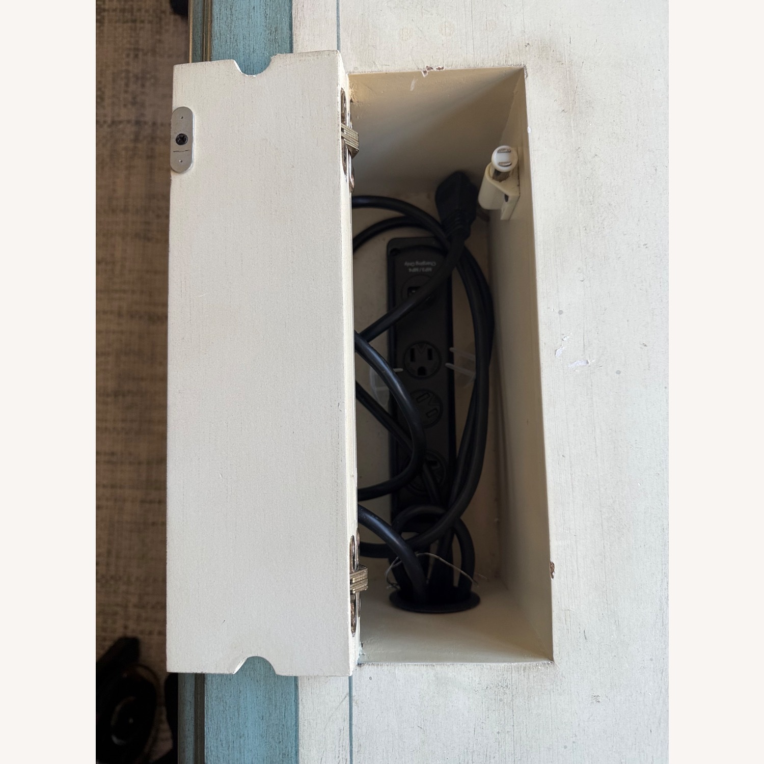 Horchow Writing Desk Pale Green and Cream - image-6