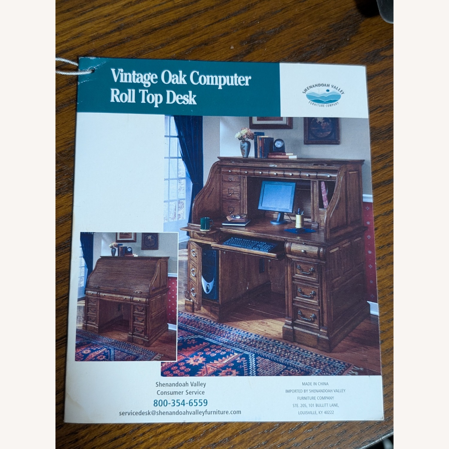 Antique Desk, Wood Roll-Top - image-5