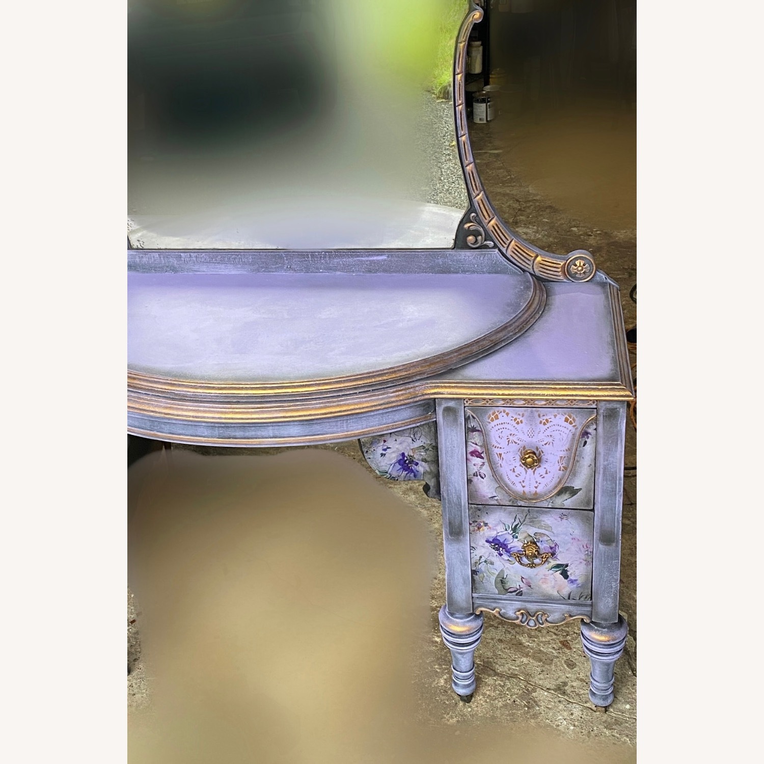 Handpainted Lilac Vanity with Floral Accents - image-3