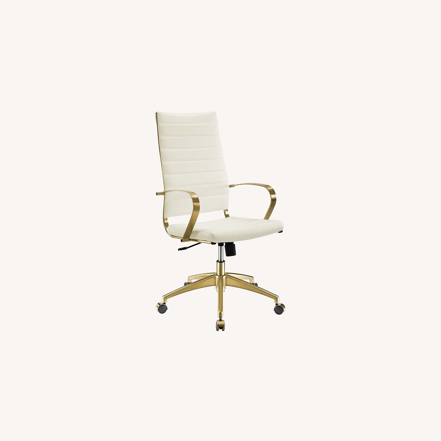Office Chair In Highback White Ribbed Faux Leather - image-8