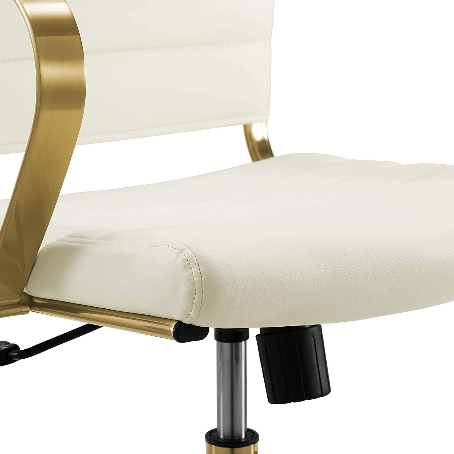 Office Chair In Highback White Ribbed Faux Leather - image-6
