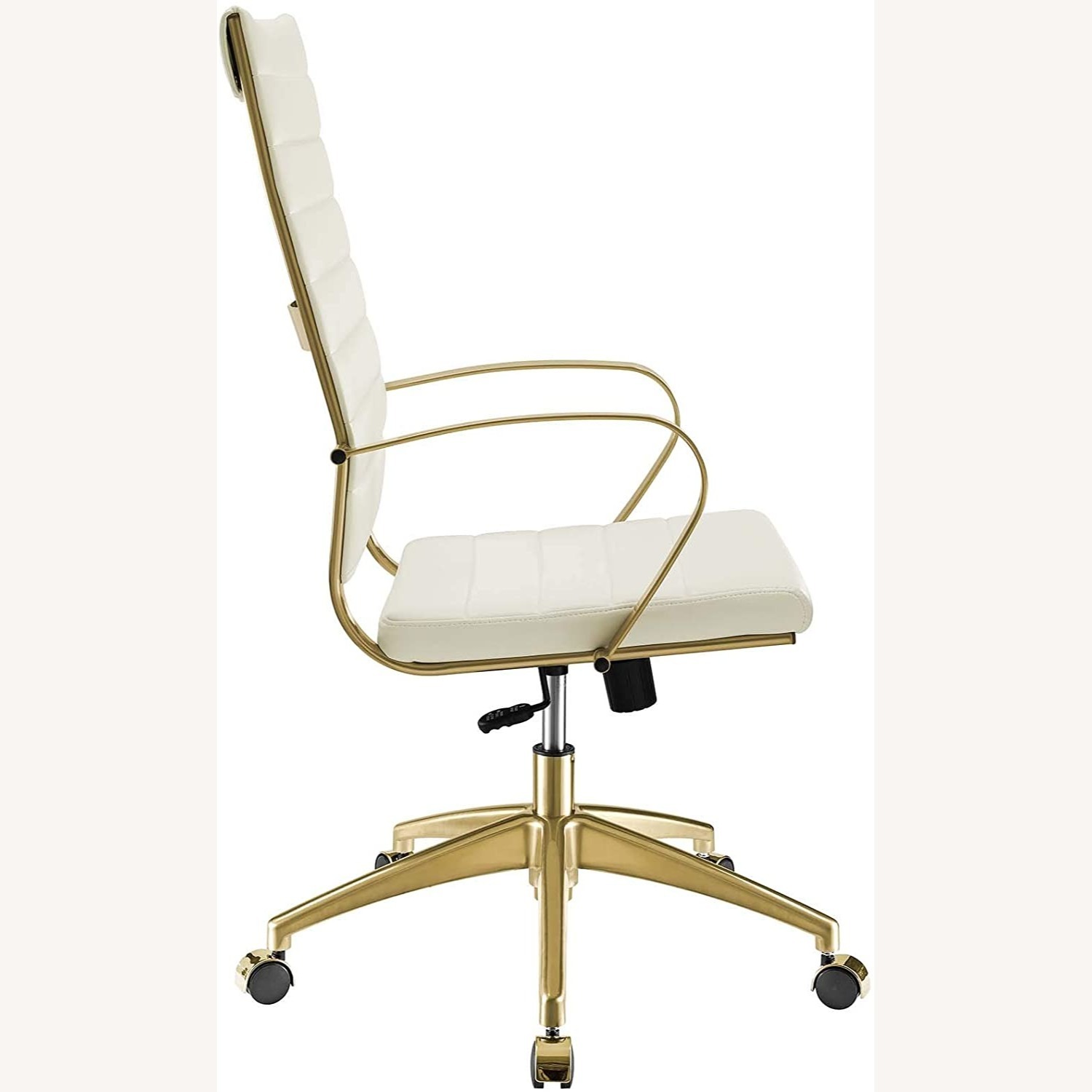 Office Chair In Highback White Ribbed Faux Leather - image-2