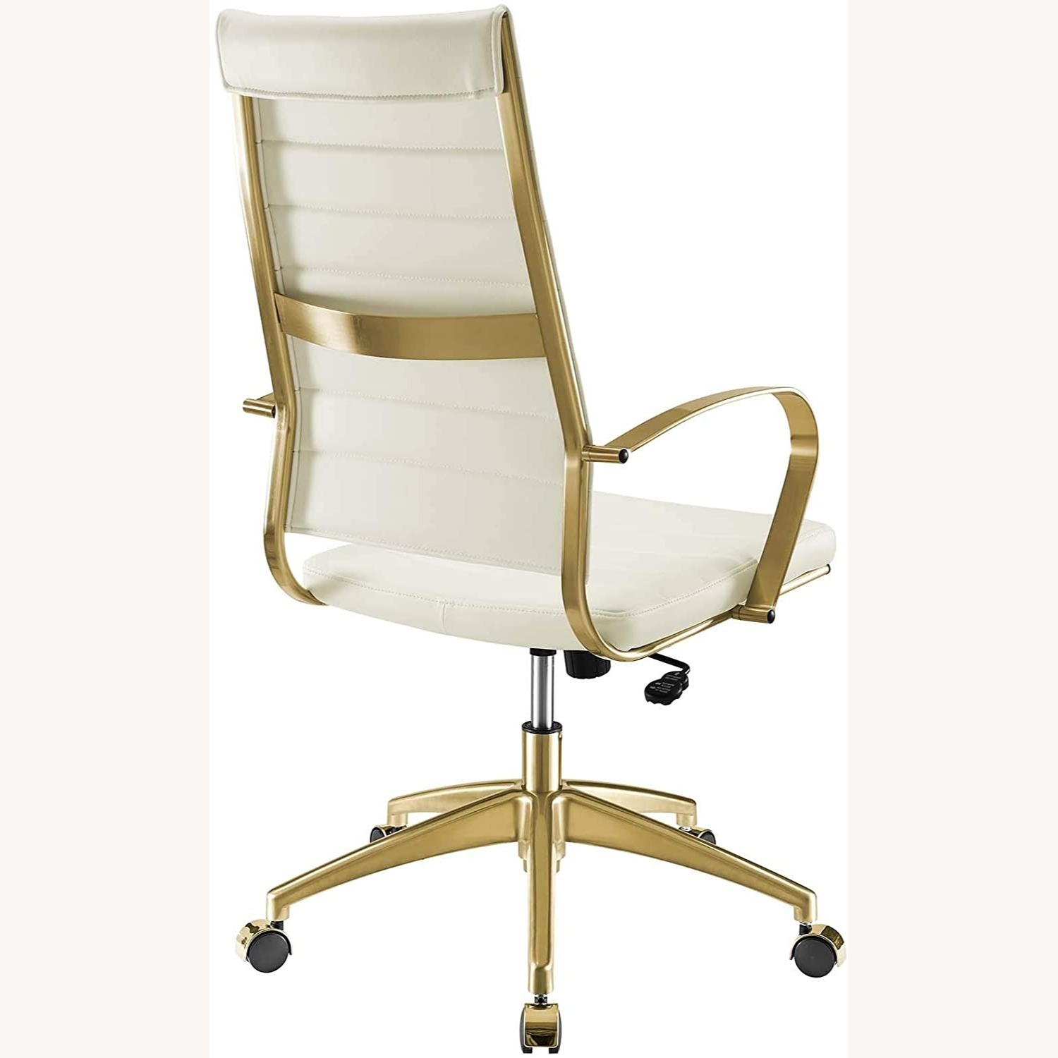Office Chair In Highback White Ribbed Faux Leather - image-4