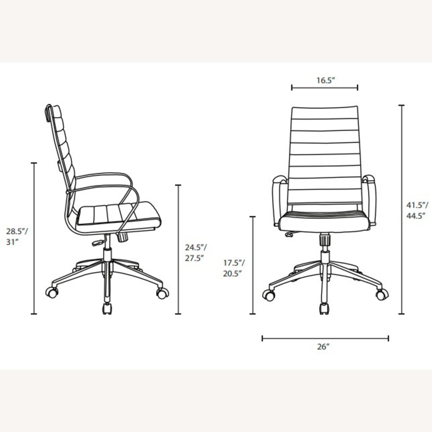 Office Chair In Highback White Ribbed Faux Leather - image-7