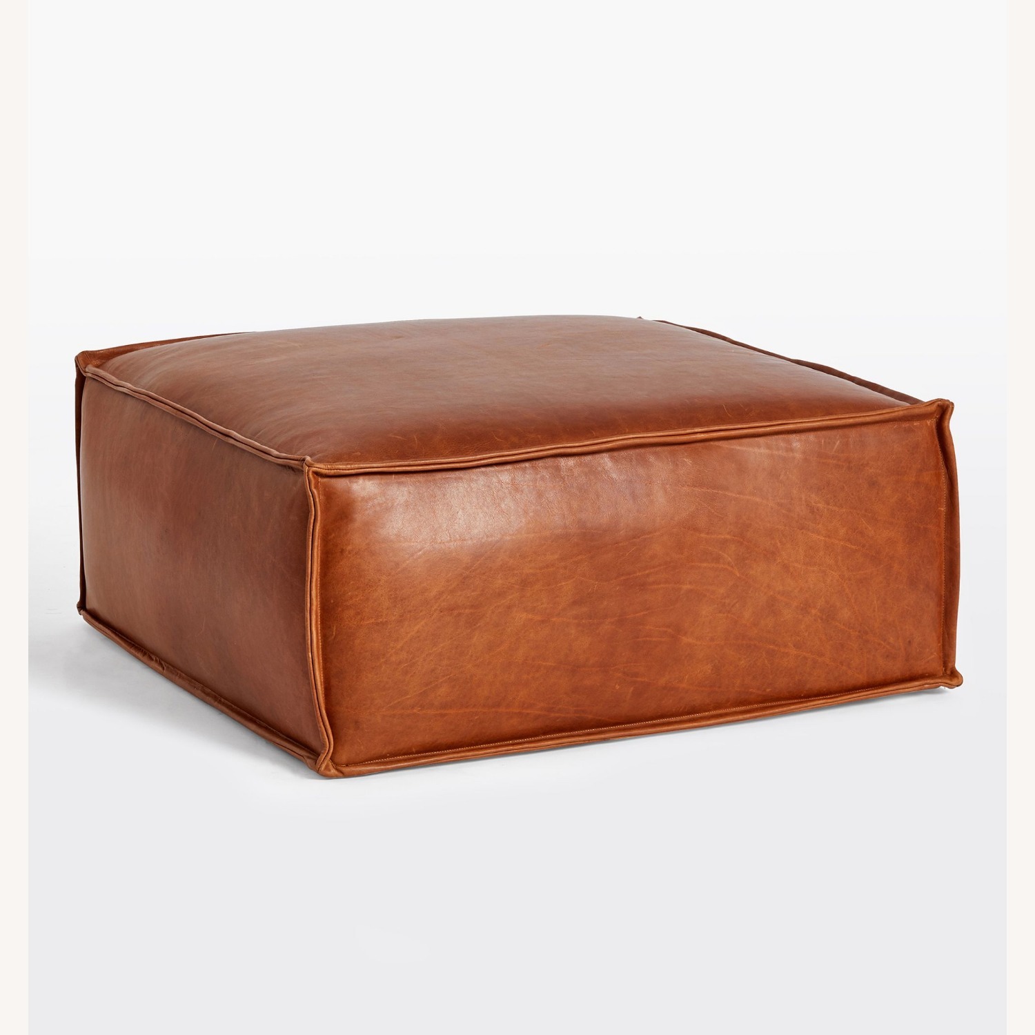 Rejuvenation Grant Square Leather Ottoman - image-1
