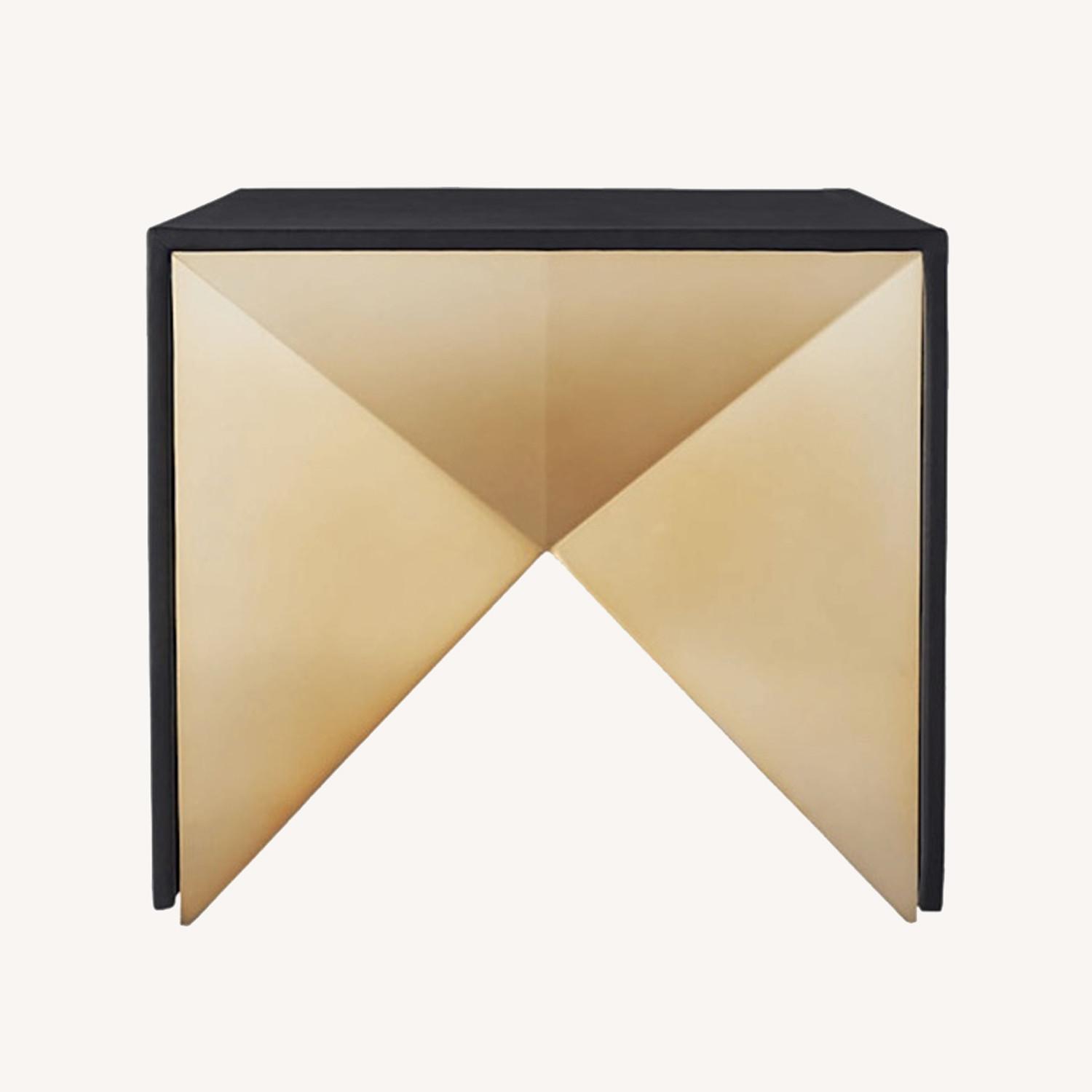 CB2 Black Leather Gold Table Set - image-6