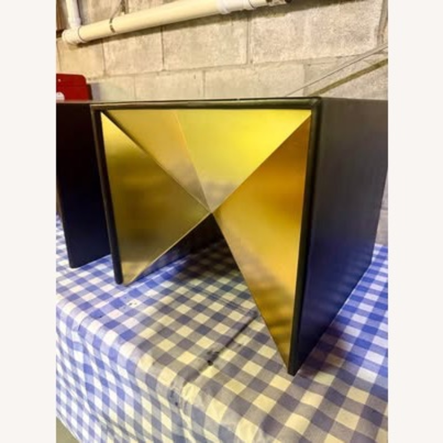 CB2 Black Leather Gold Table Set - image-3