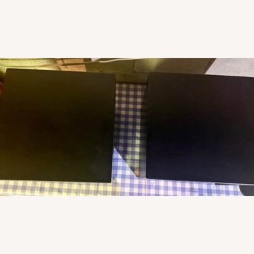 Used CB2 Black Leather Gold Table Set for sale on AptDeco