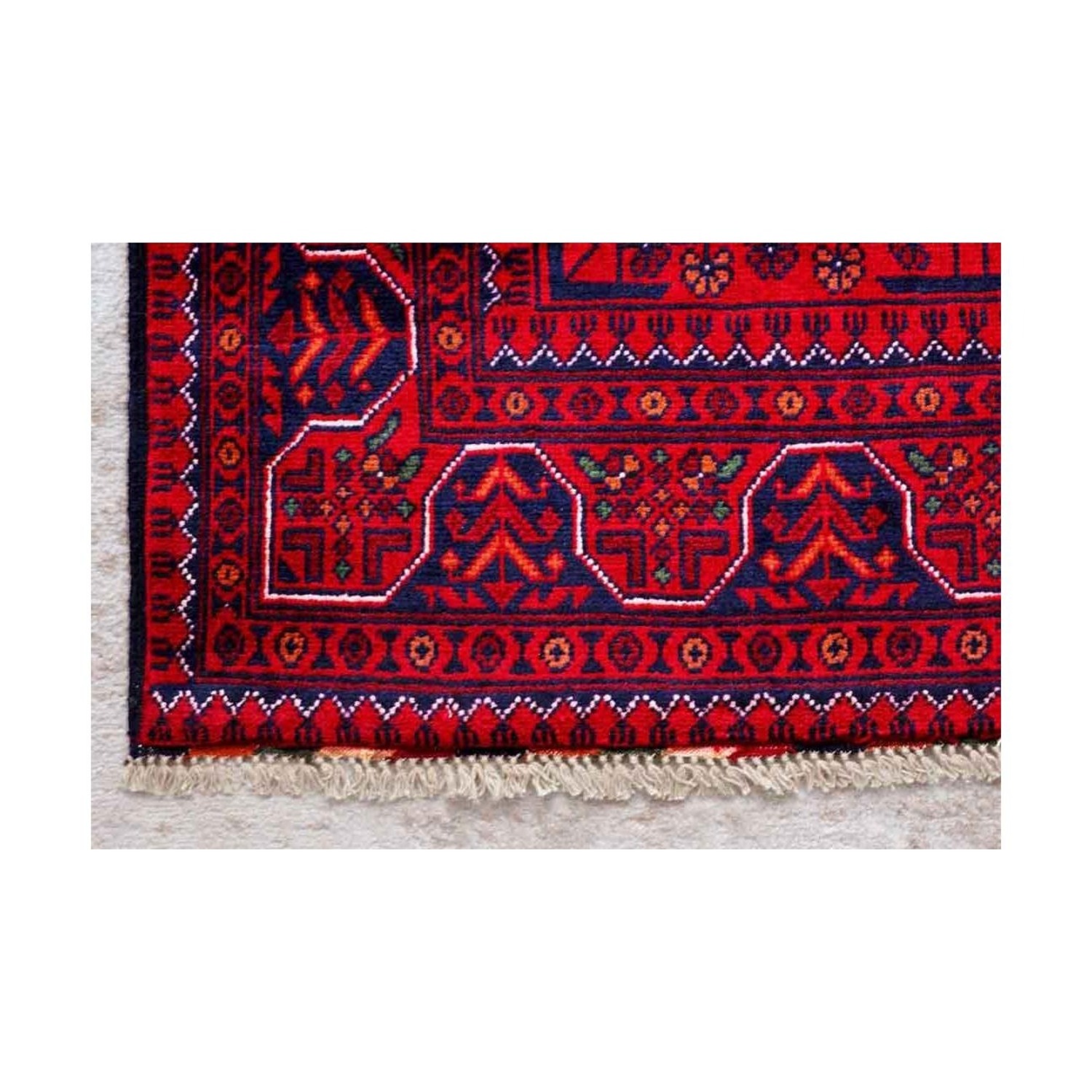Hand-Knotted 3'x5' Afghan Wool Area Rug - Red - image-3