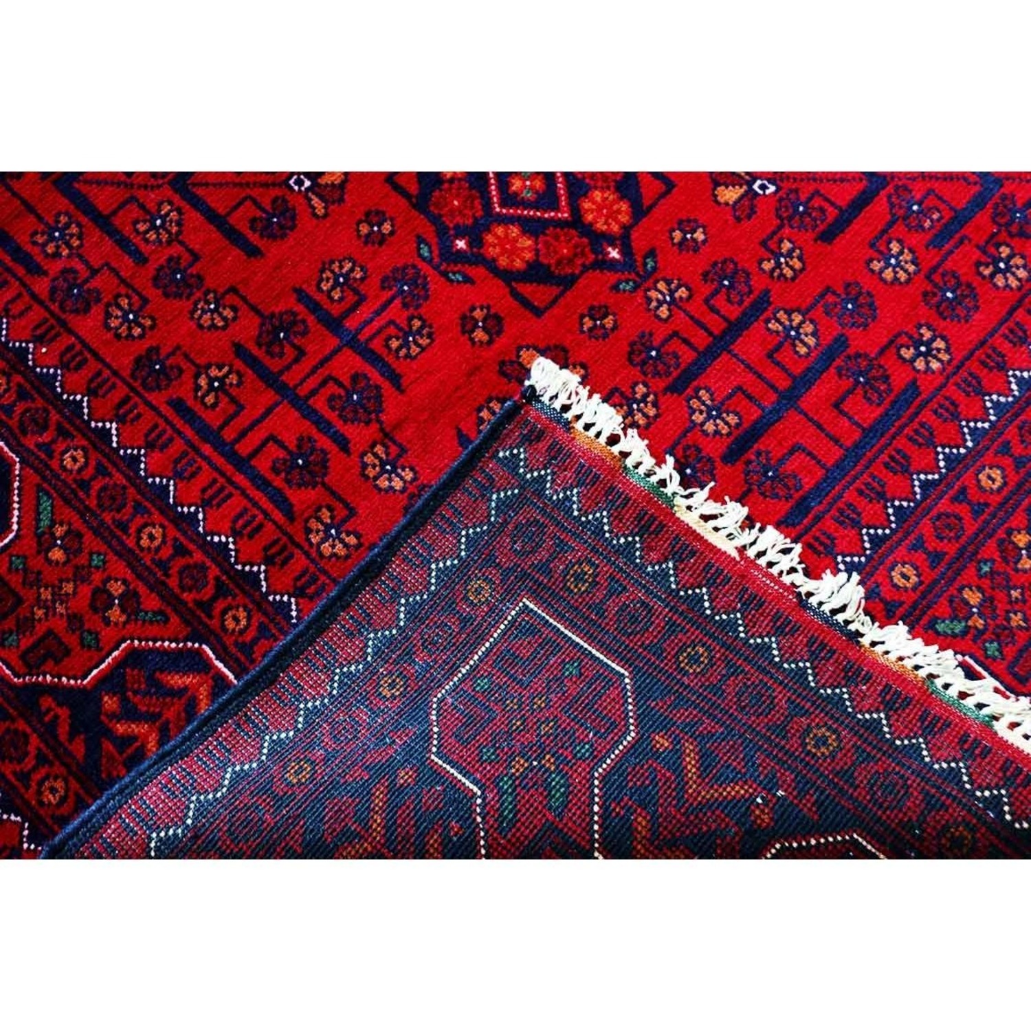 Hand-Knotted 3'x5' Afghan Wool Area Rug - Red - image-2