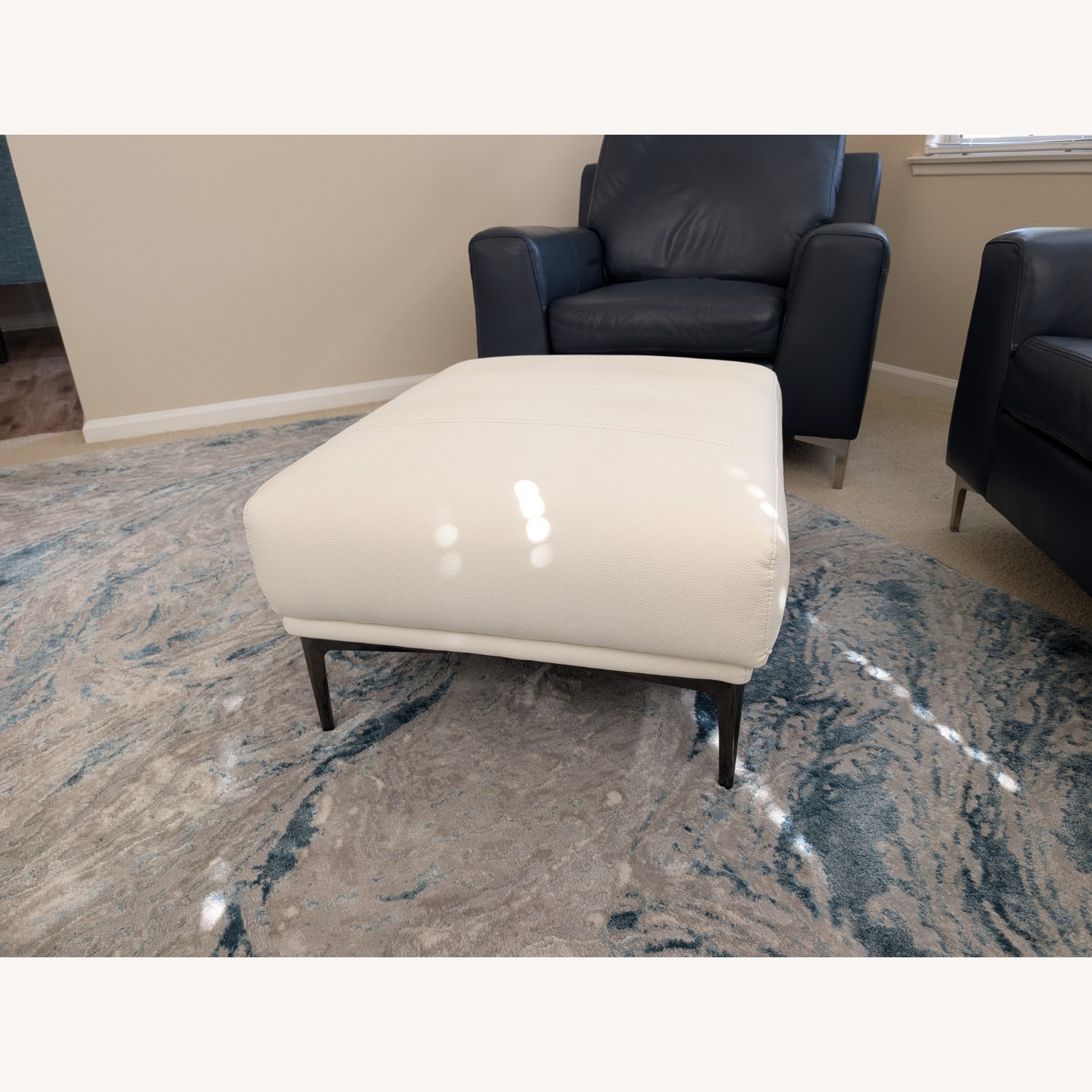 AllModern Fiore Large White Leather Ottoman - image-1