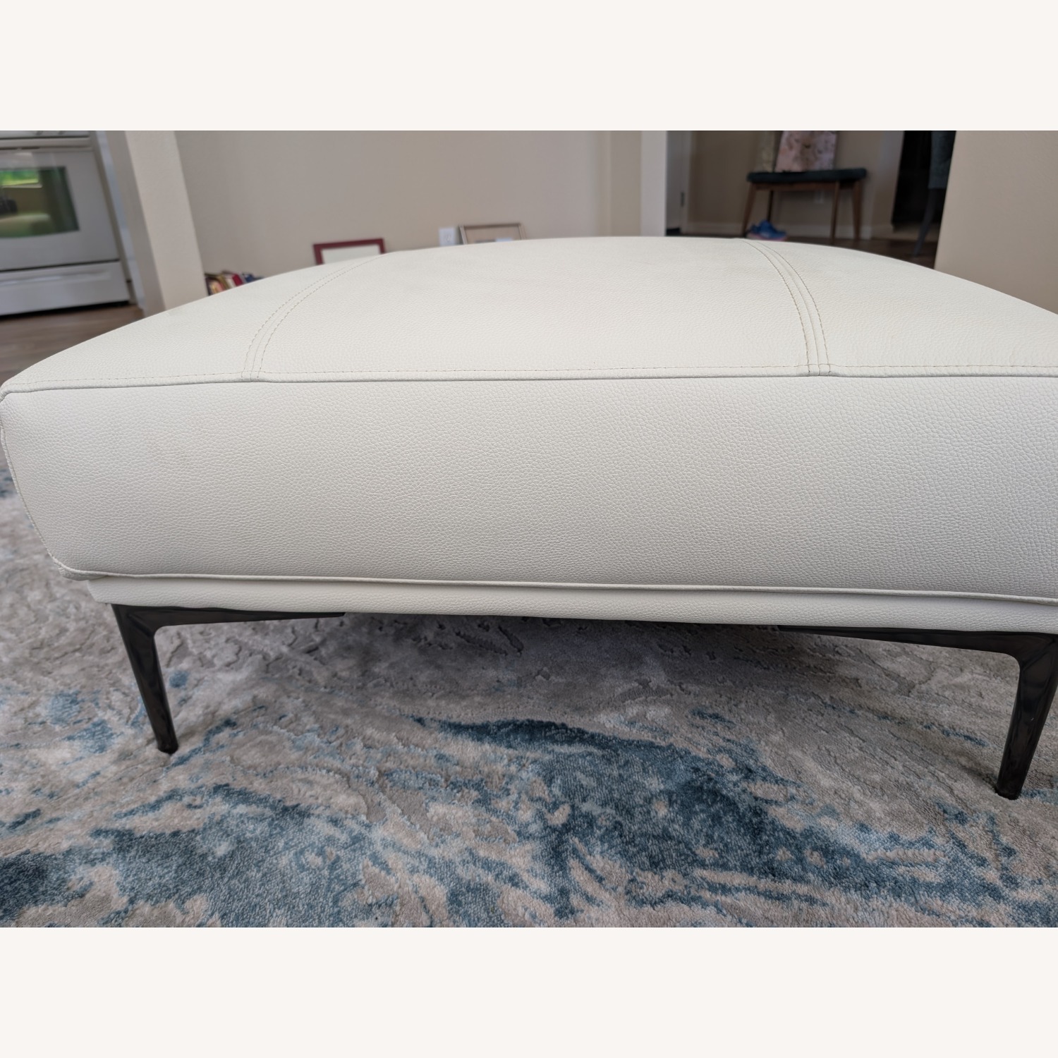 AllModern Fiore Large White Leather Ottoman - image-3