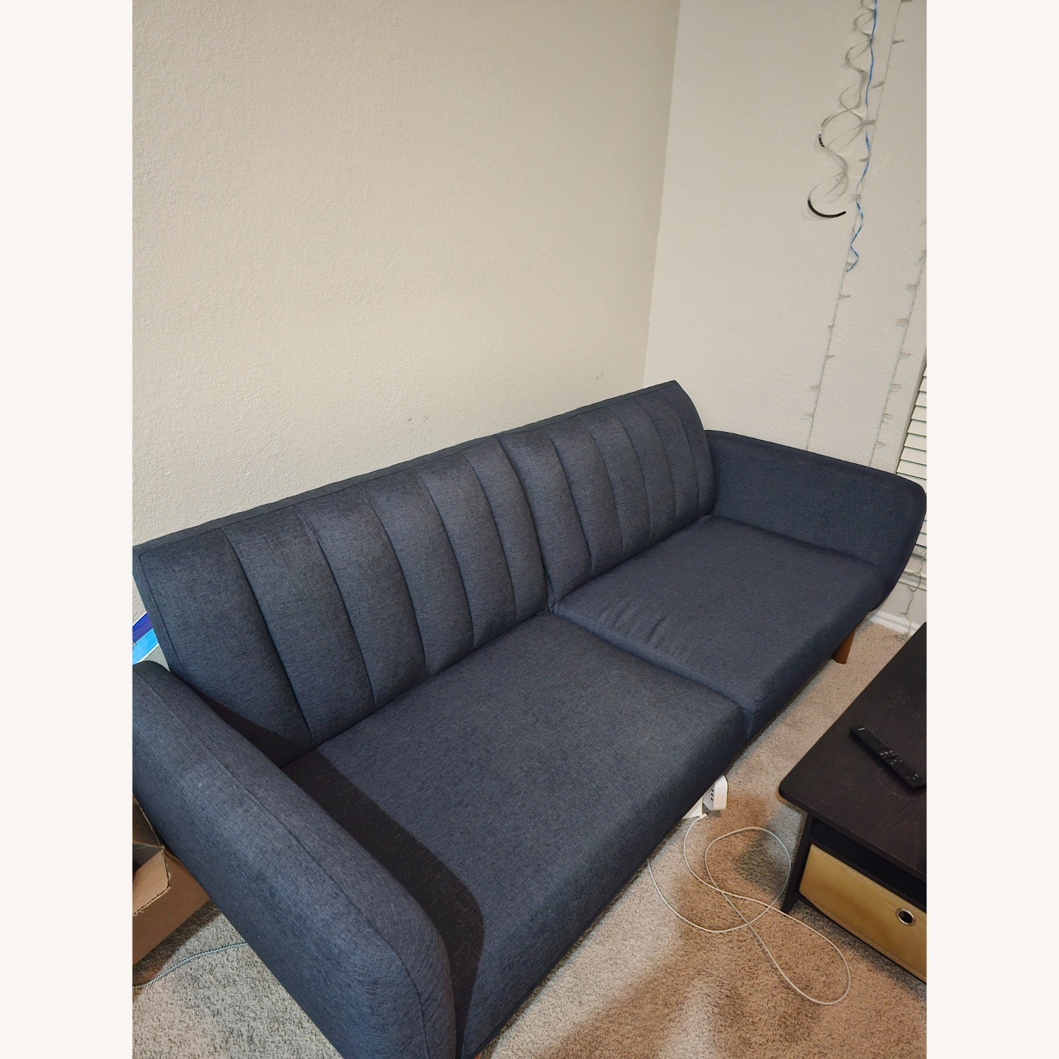 Blue 4 Seater Sofa / Futon - image-0