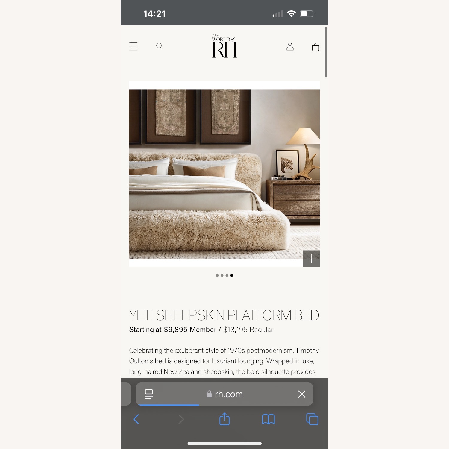 Restoration Hardware Yeti Sheepskin Platform Bed - image-3