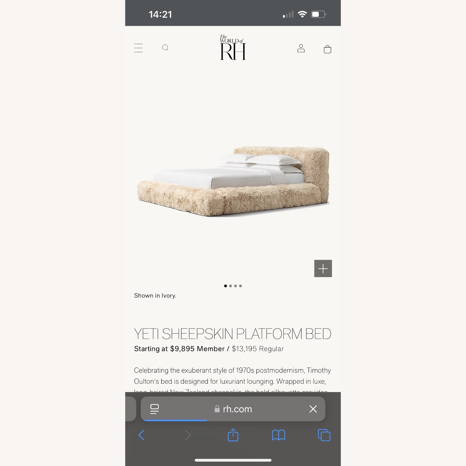 Restoration Hardware Yeti Sheepskin Platform Bed - image-4