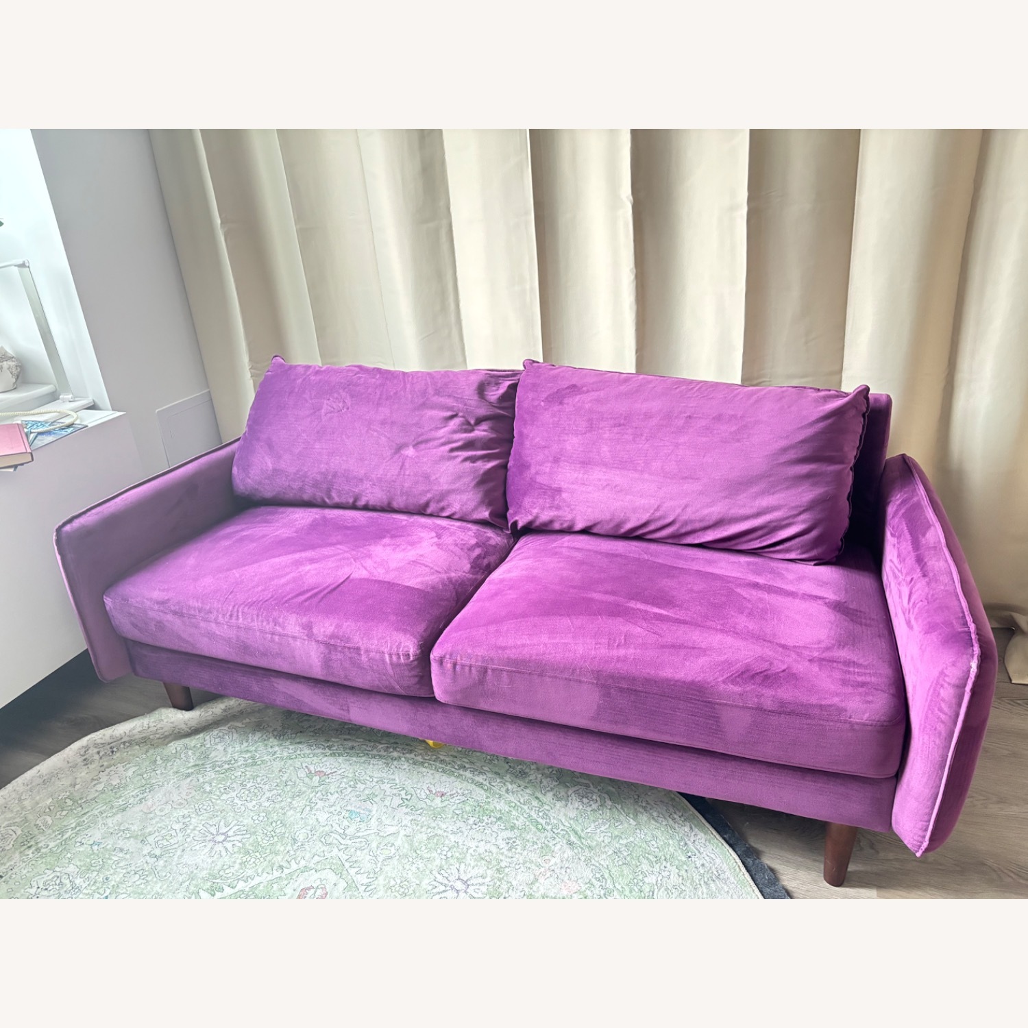 Everly Quinn Hessville Sofa 57.8" Velvet Round Arm Loveseat - image-2