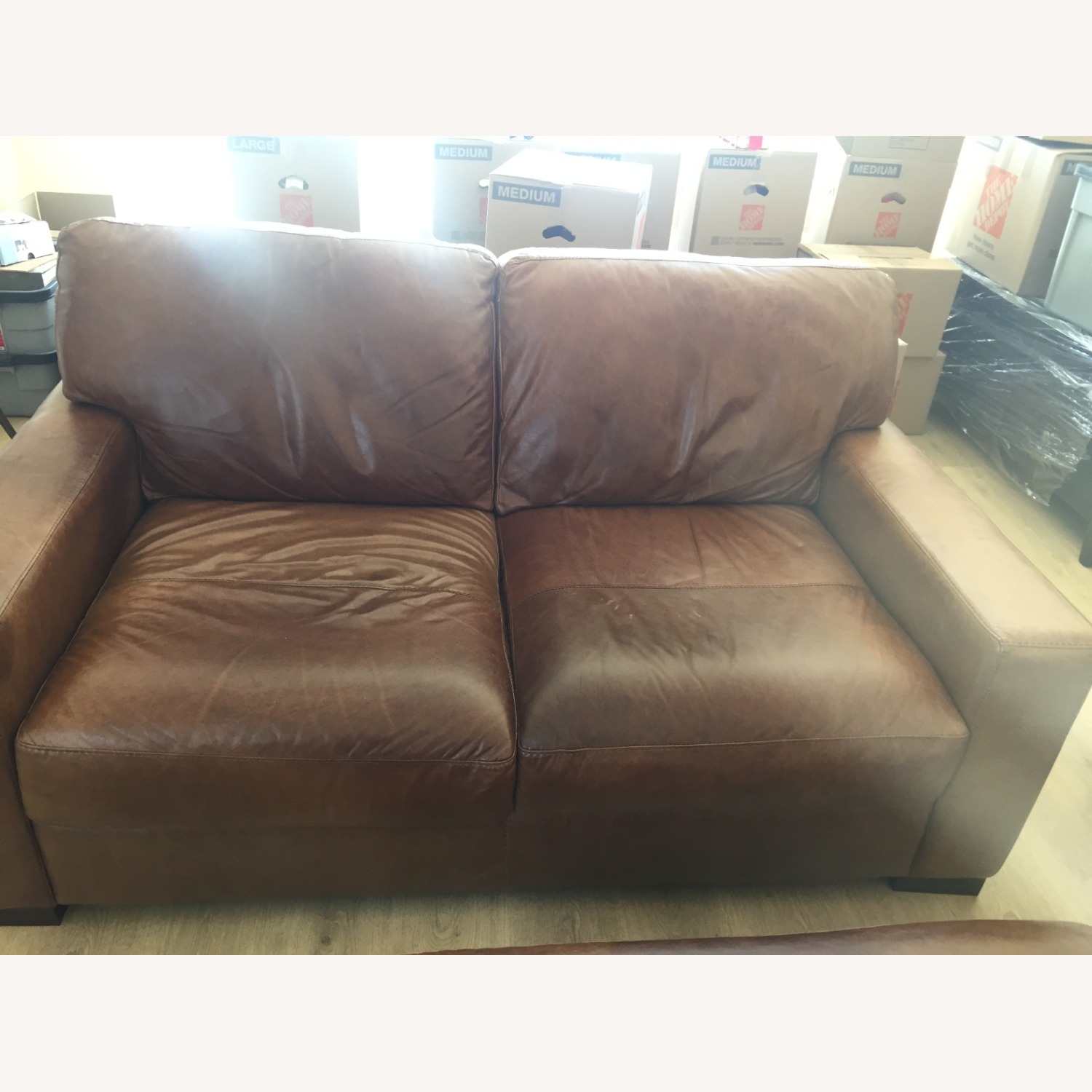 Top Grain Leather Loveseat - image-1