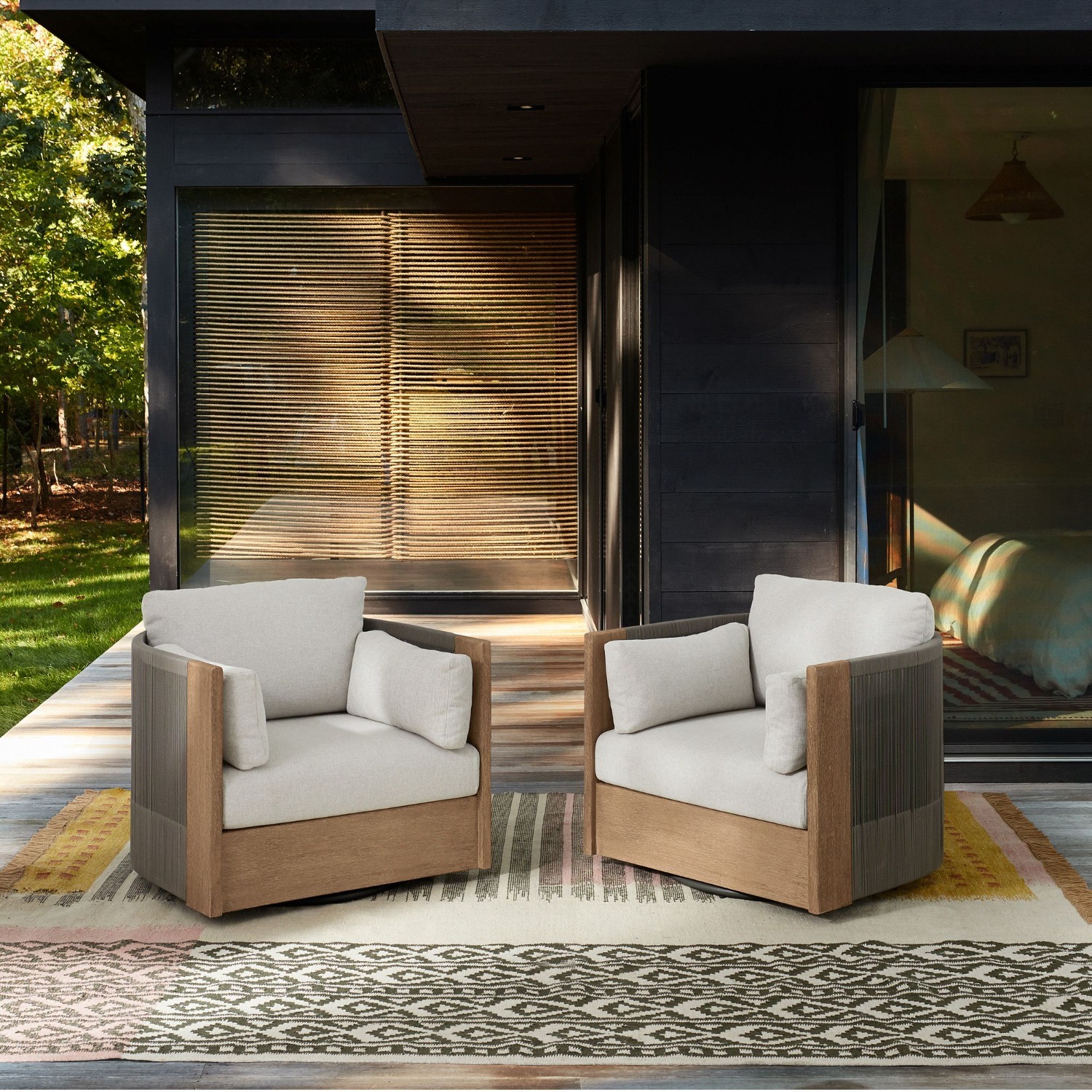 West Elm Porto Outdoor Swivel Chair - image-3