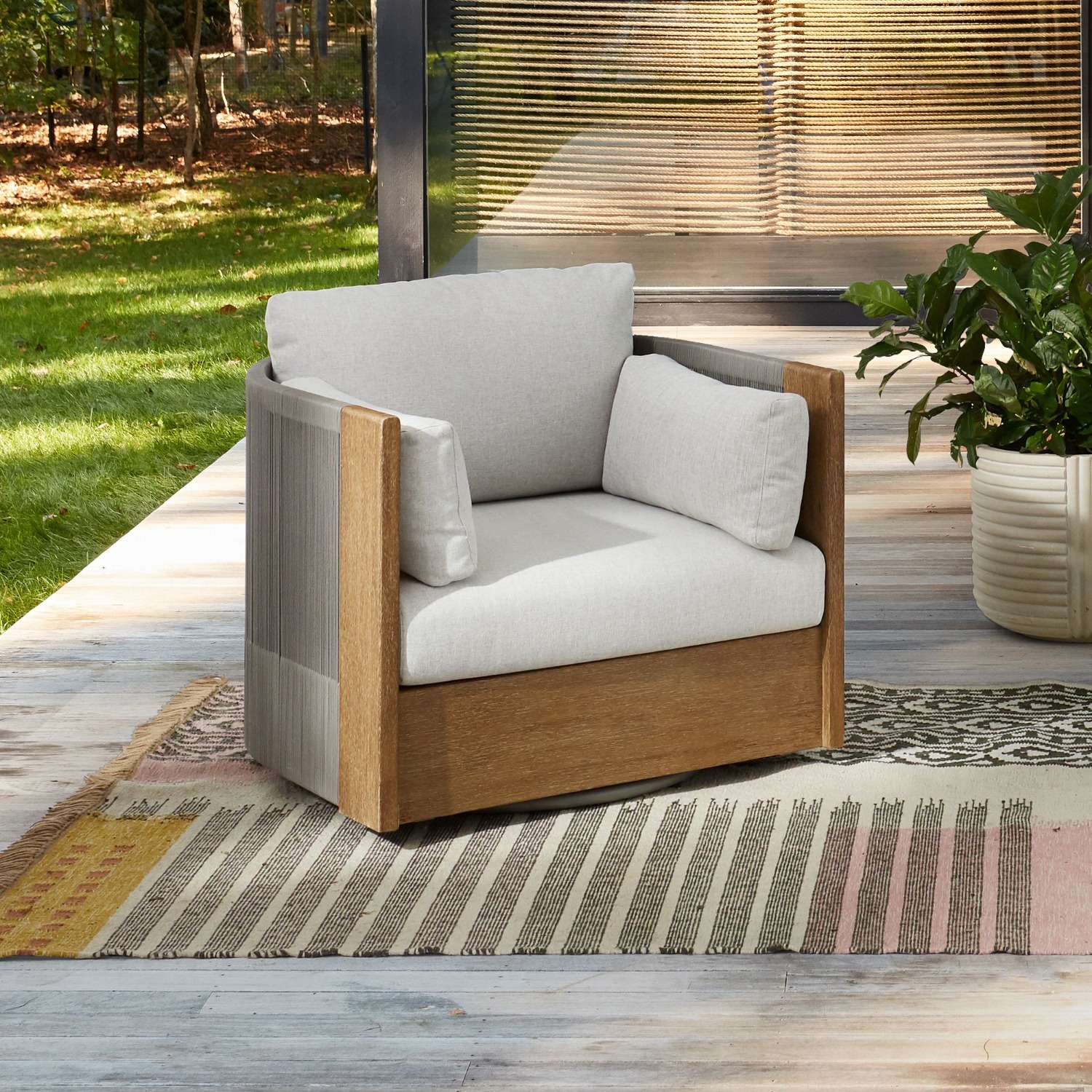 West Elm Porto Outdoor Swivel Chair - image-4
