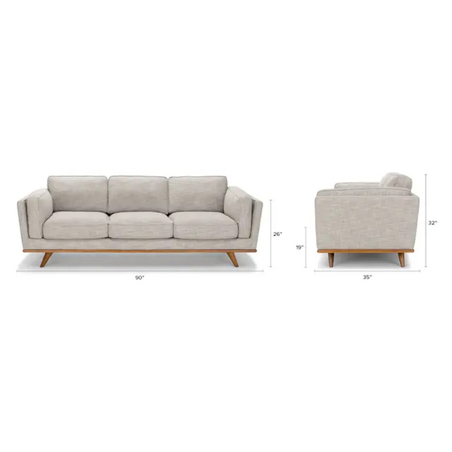Article Timber 90" Sofa - Rain Cloud Gray - image-3