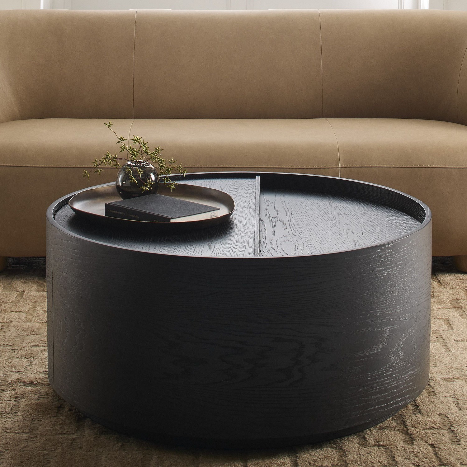 West Elm Volume Round Storage Drum Coffee Table - image-3