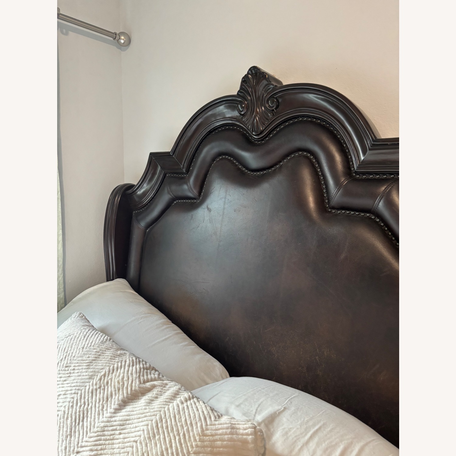 Vintage Dark Wood King Bed Frame  - image-15