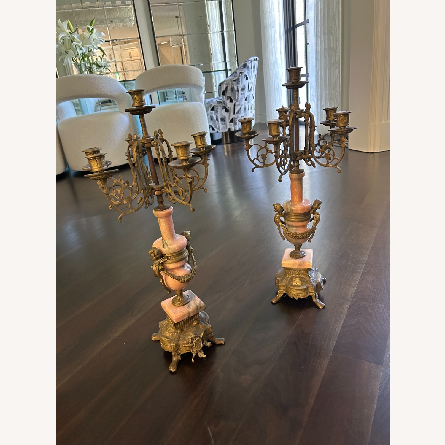 Antique Candelabras Gilded Bronze and Marble - image-3