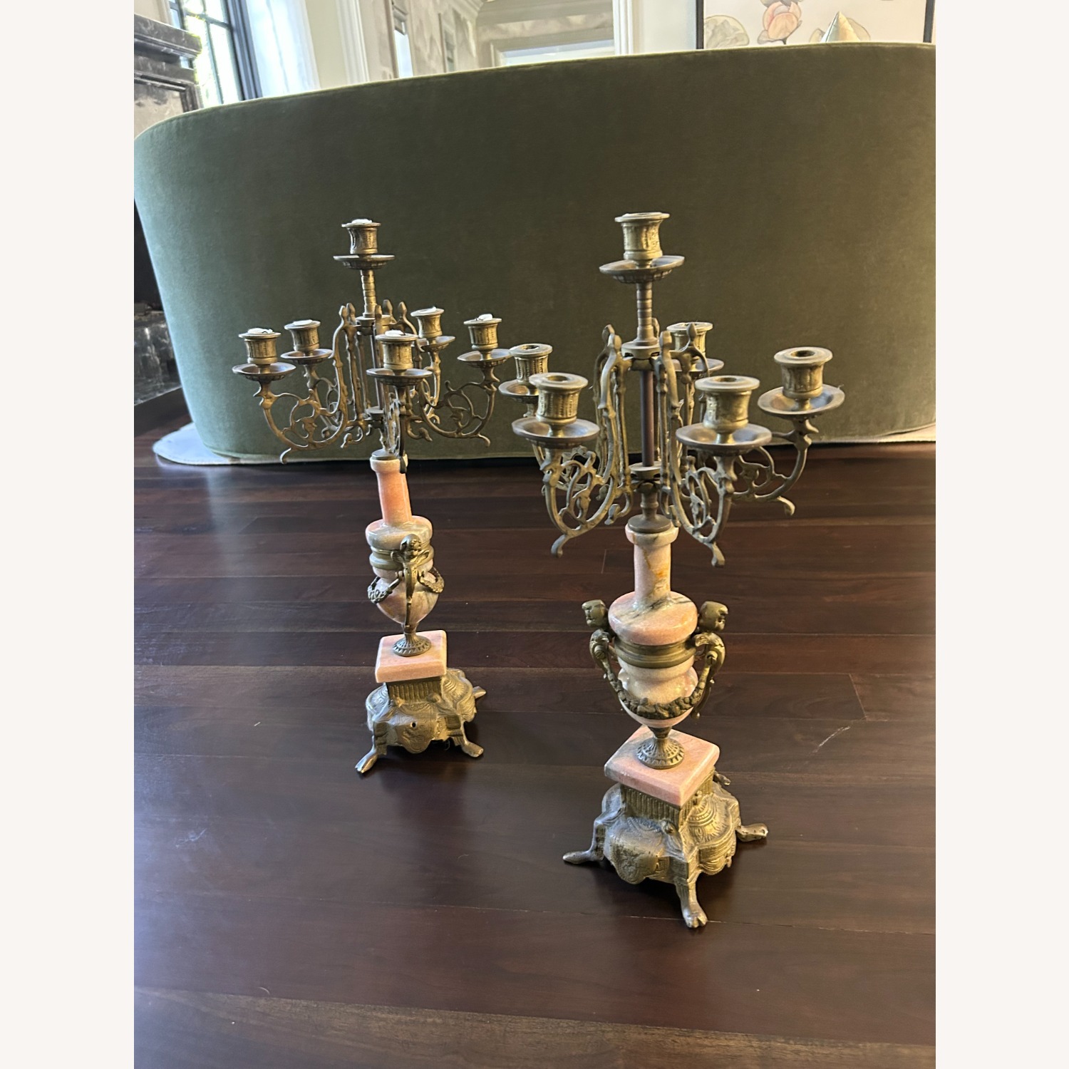 Antique Candelabras Gilded Bronze and Marble - image-1