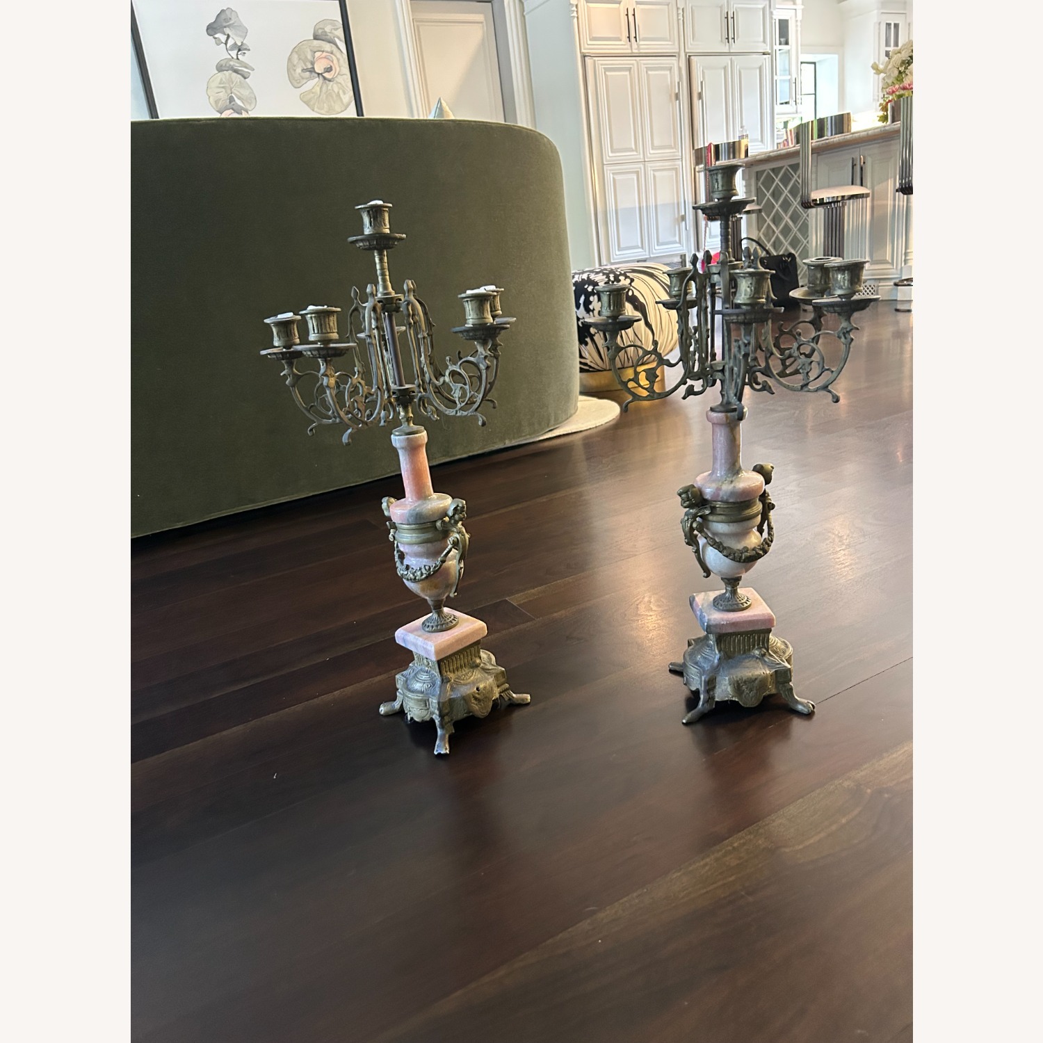 Antique Candelabras Gilded Bronze and Marble - image-4