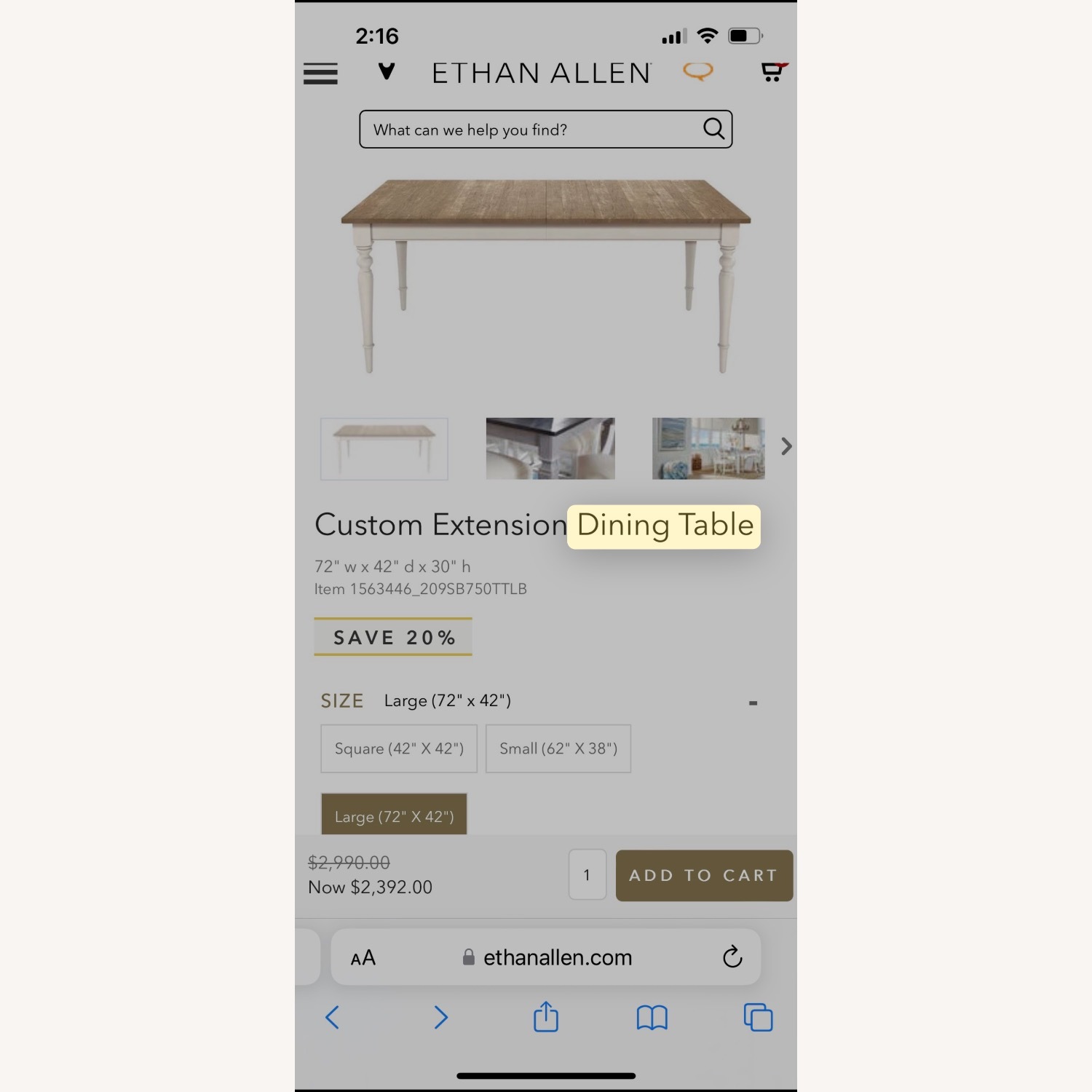 Ethan Allen Farmhouse Extendable Table - image-1