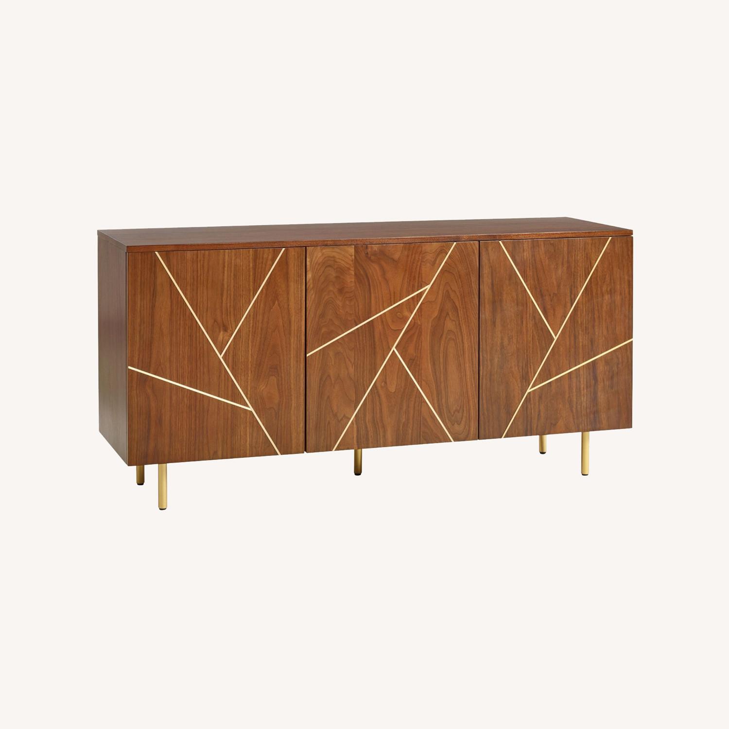 Walnut Brass Inlay Living Room Cabinet - image-0