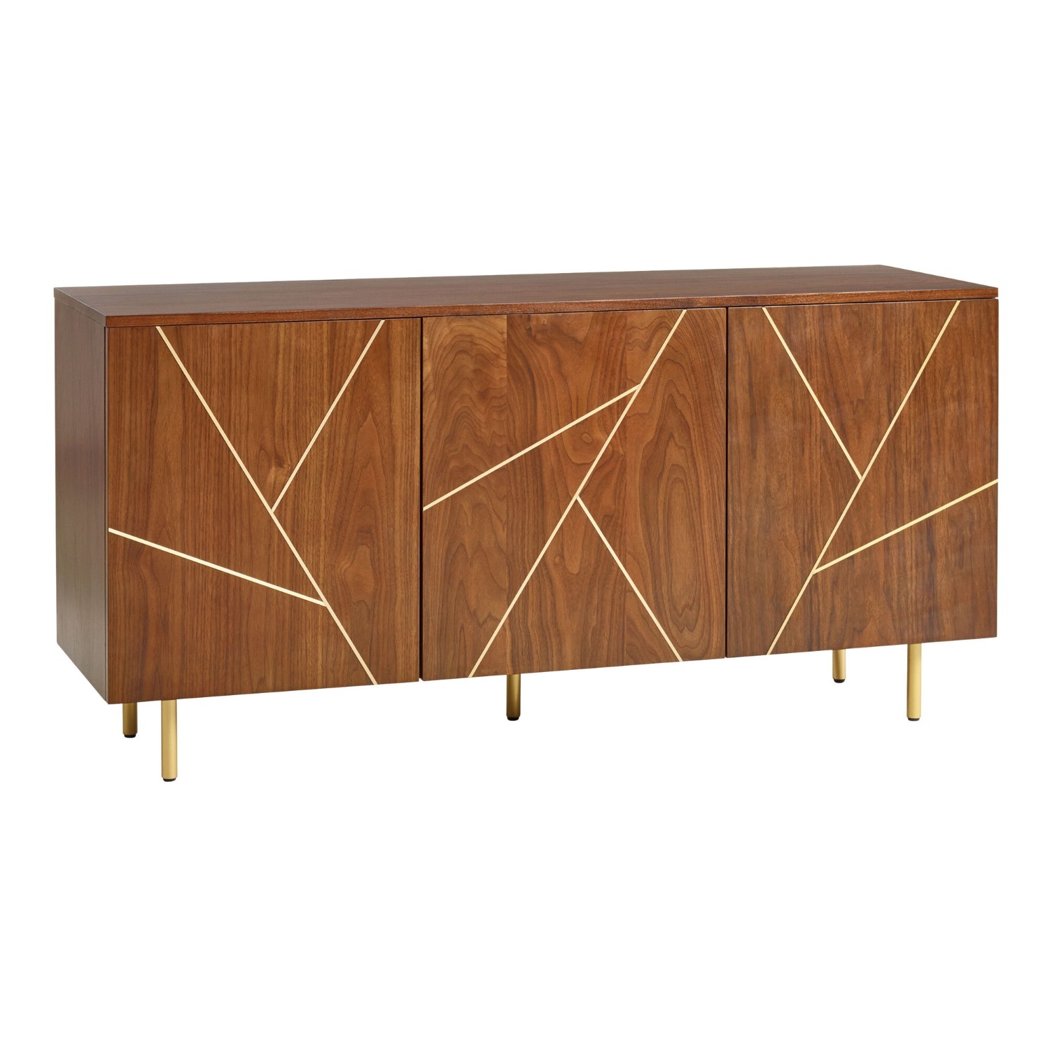 Walnut Brass Inlay Living Room Cabinet - image-4