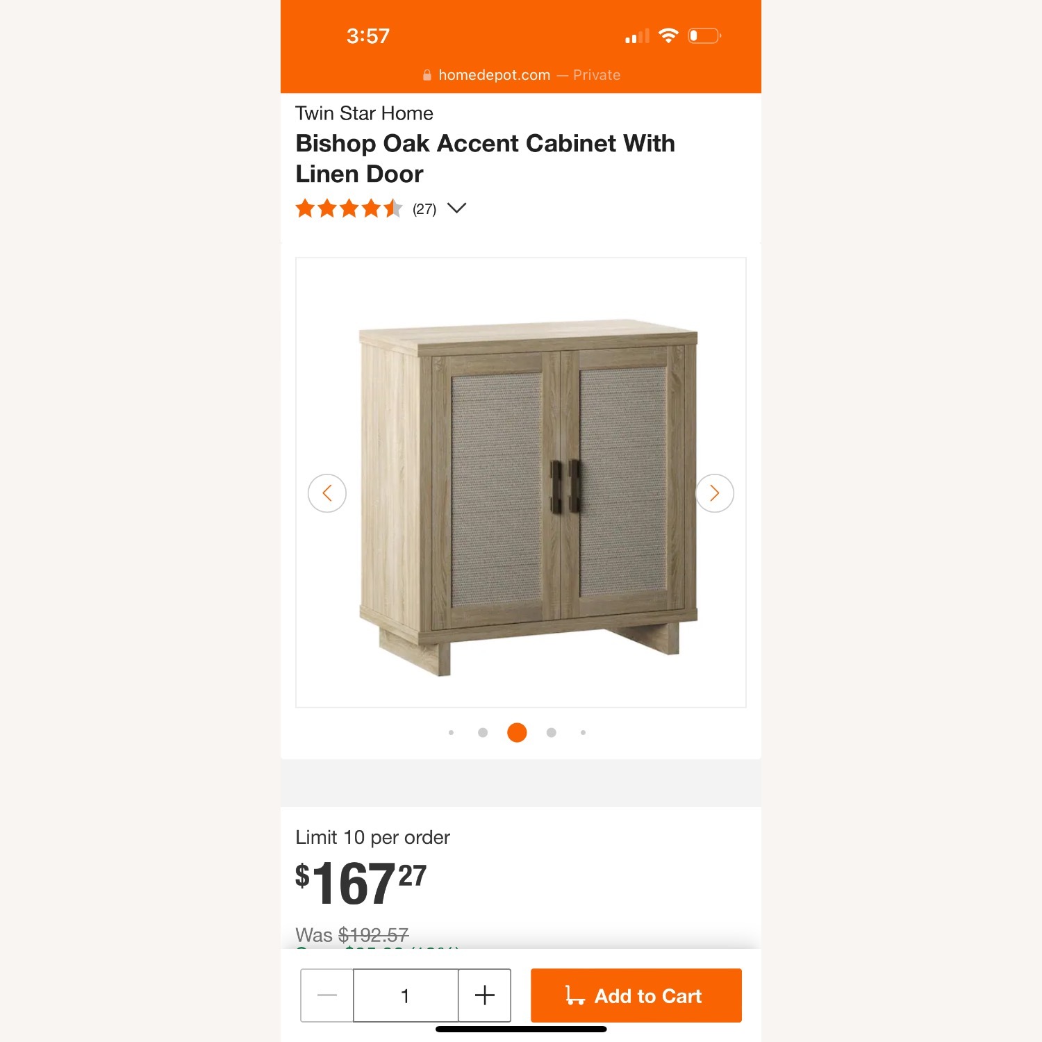 Home Depot Bishop Oak Accent Cabinet with Linen Door - image-4