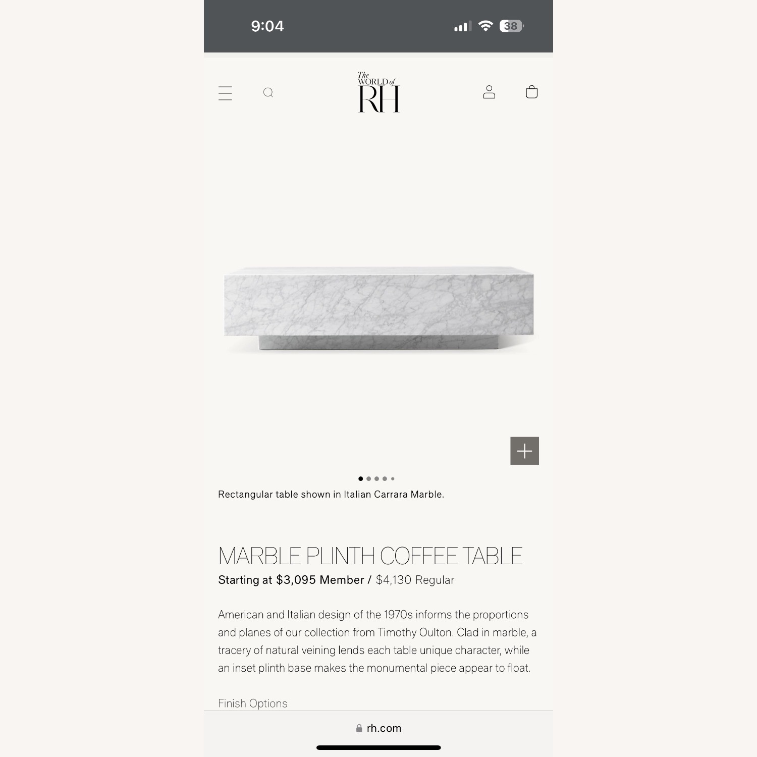 Restoration Hardware Marble Plinth Coffee Table - image-5