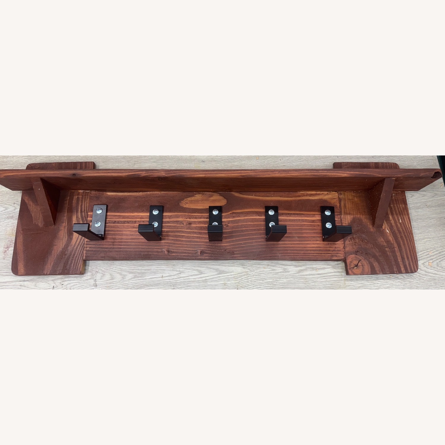 Handmade Wooden Coat Rack with Collapsable Hooks - image-2