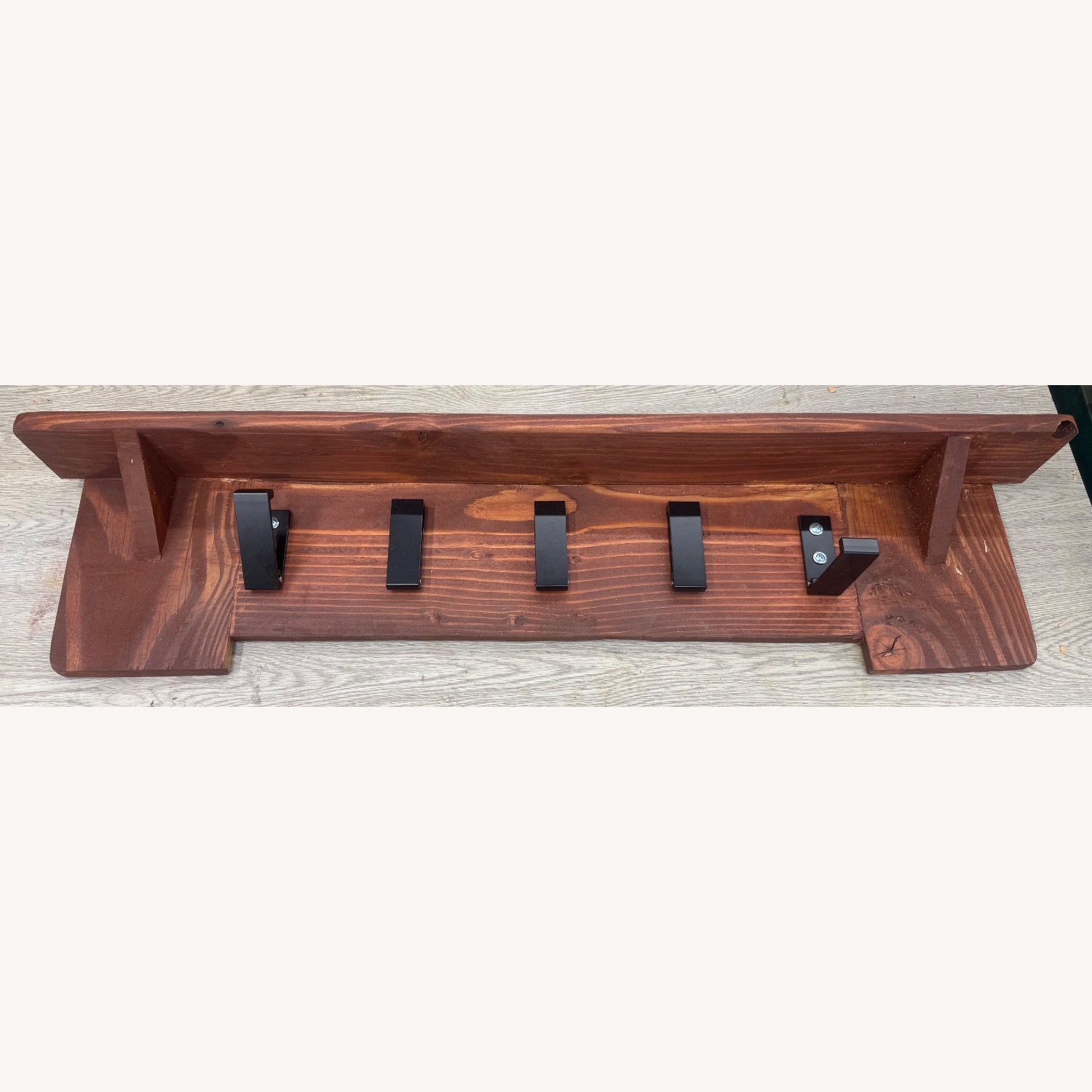Handmade Wooden Coat Rack with Collapsable Hooks - image-1