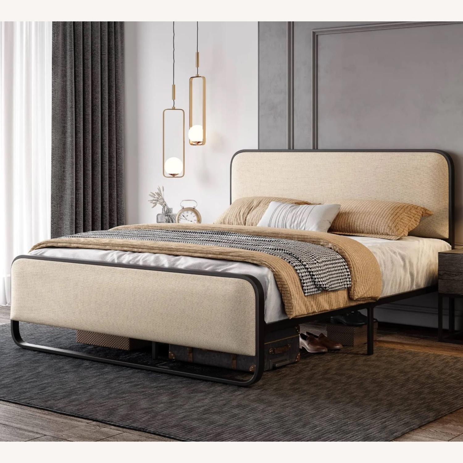 Upholstered Linen Bed Frame  - image-1