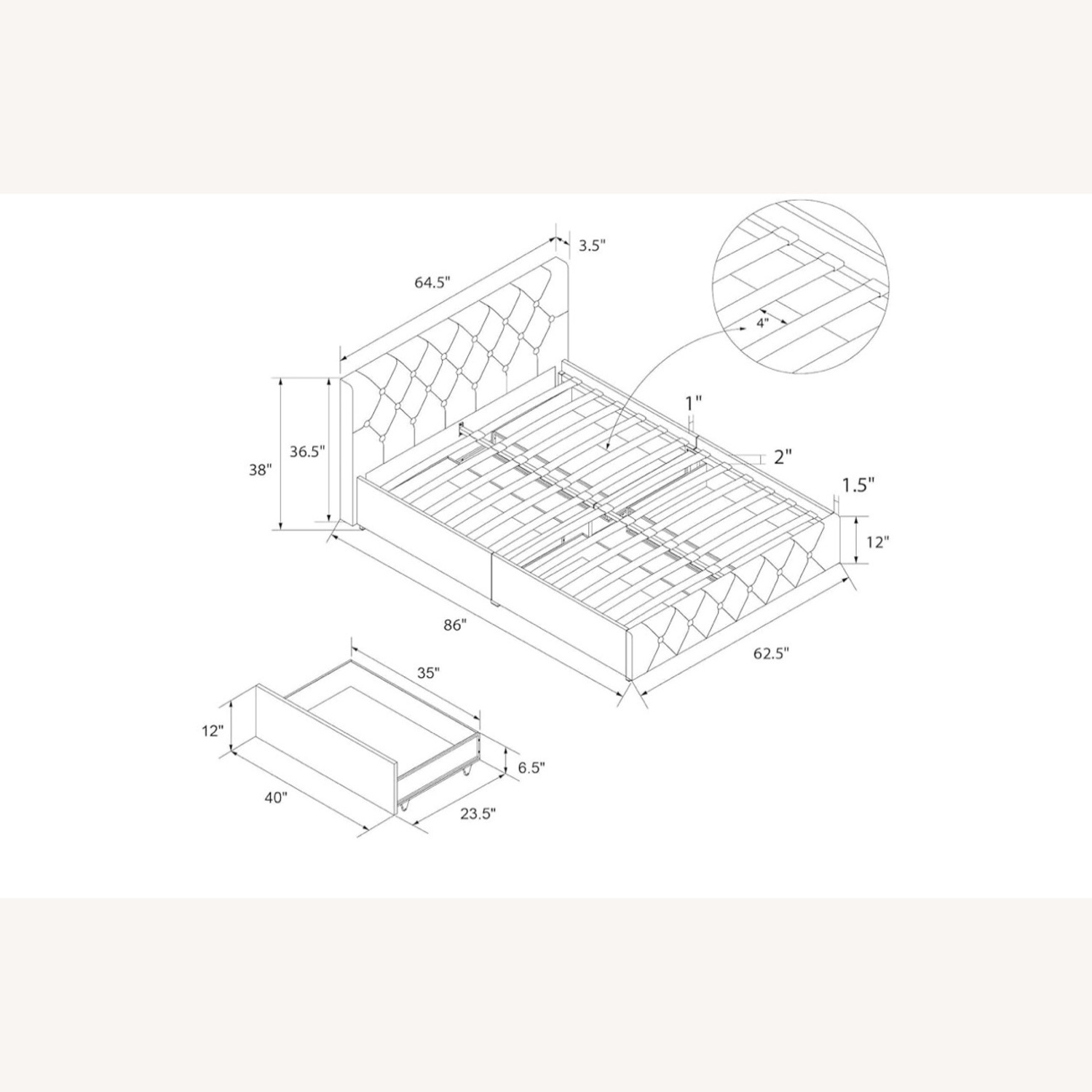 Black Queen Size Bed Frame  - image-3