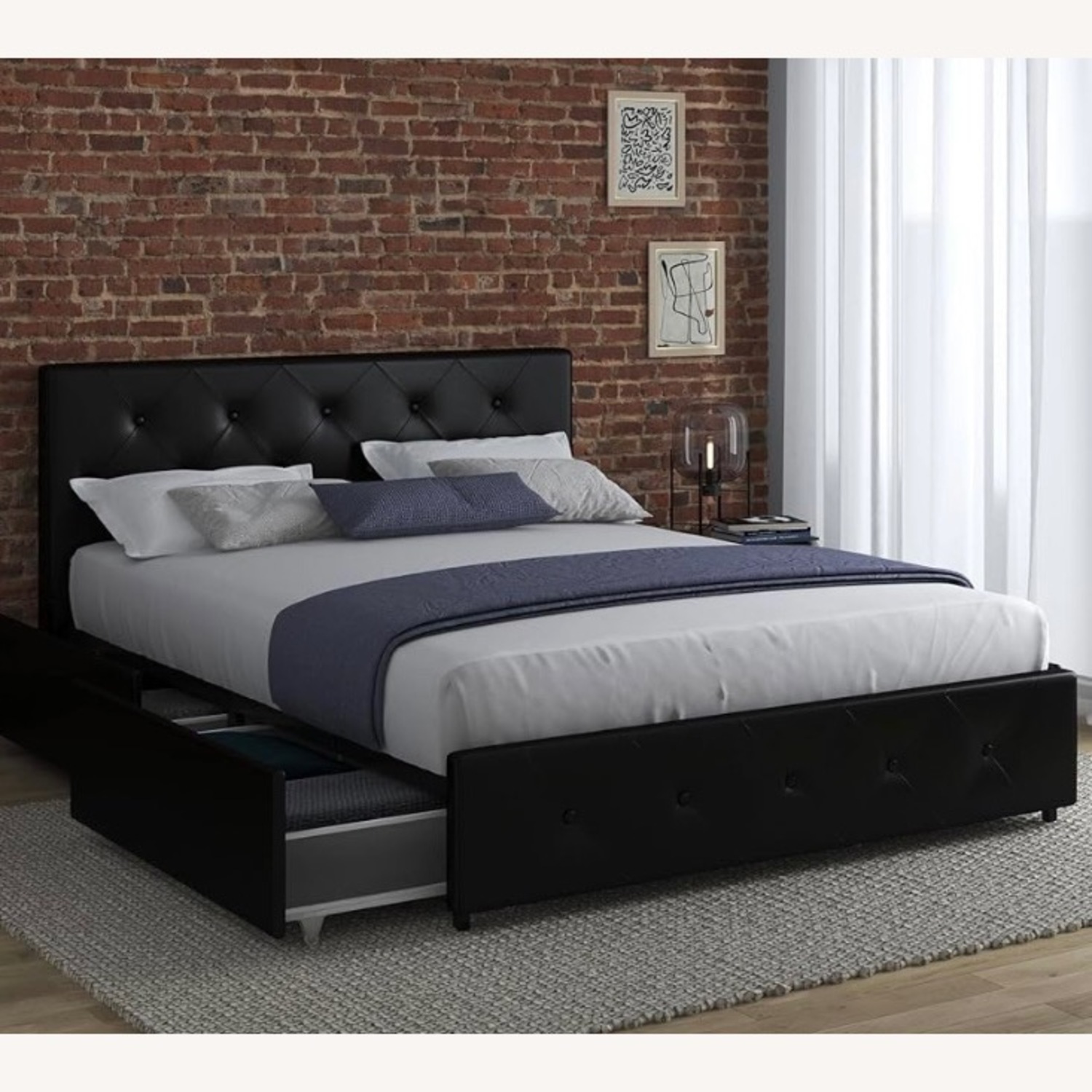 Black Queen Size Bed Frame  - image-1