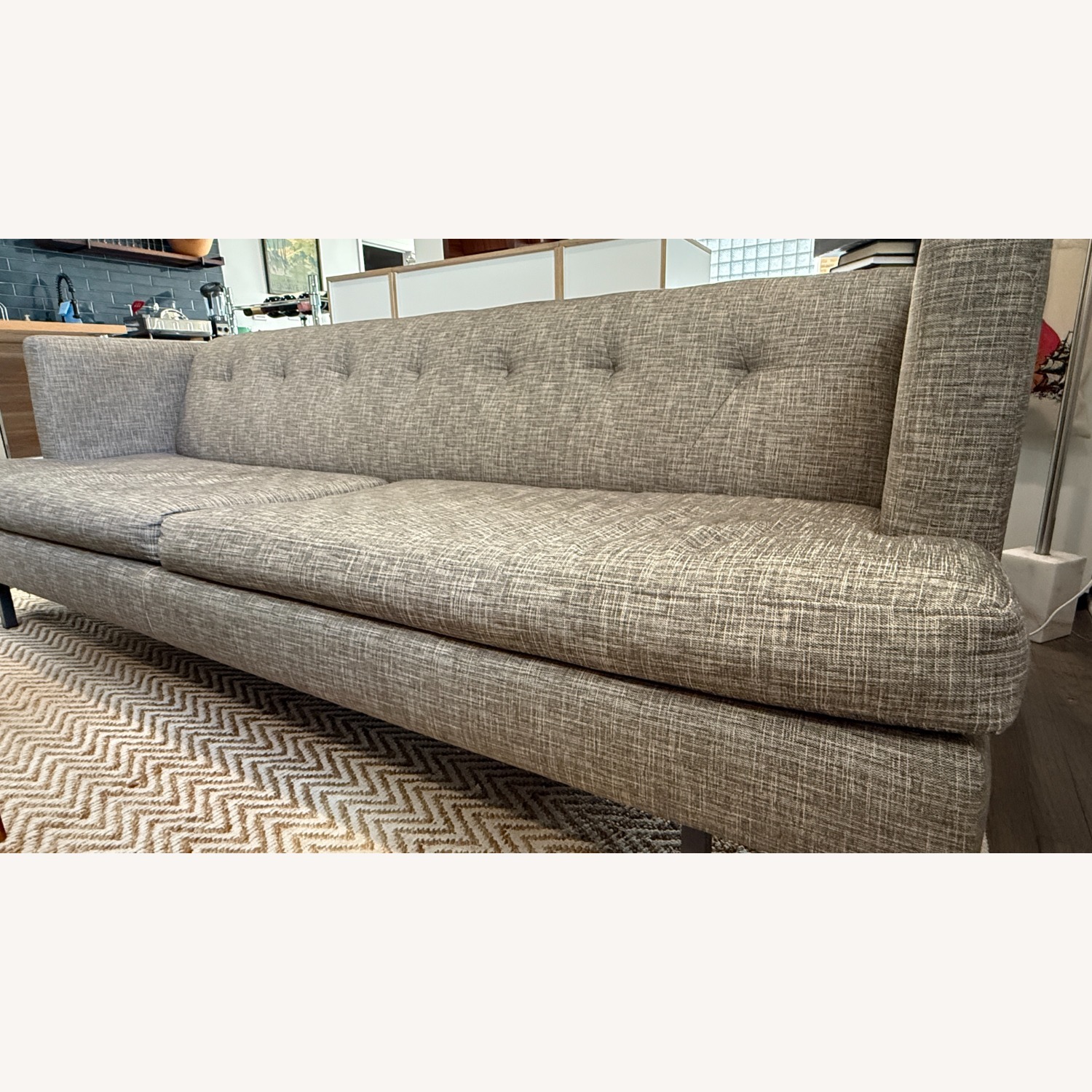 CB2 Avec Midcentury Modern Sofa in Grey Tweed - image-4