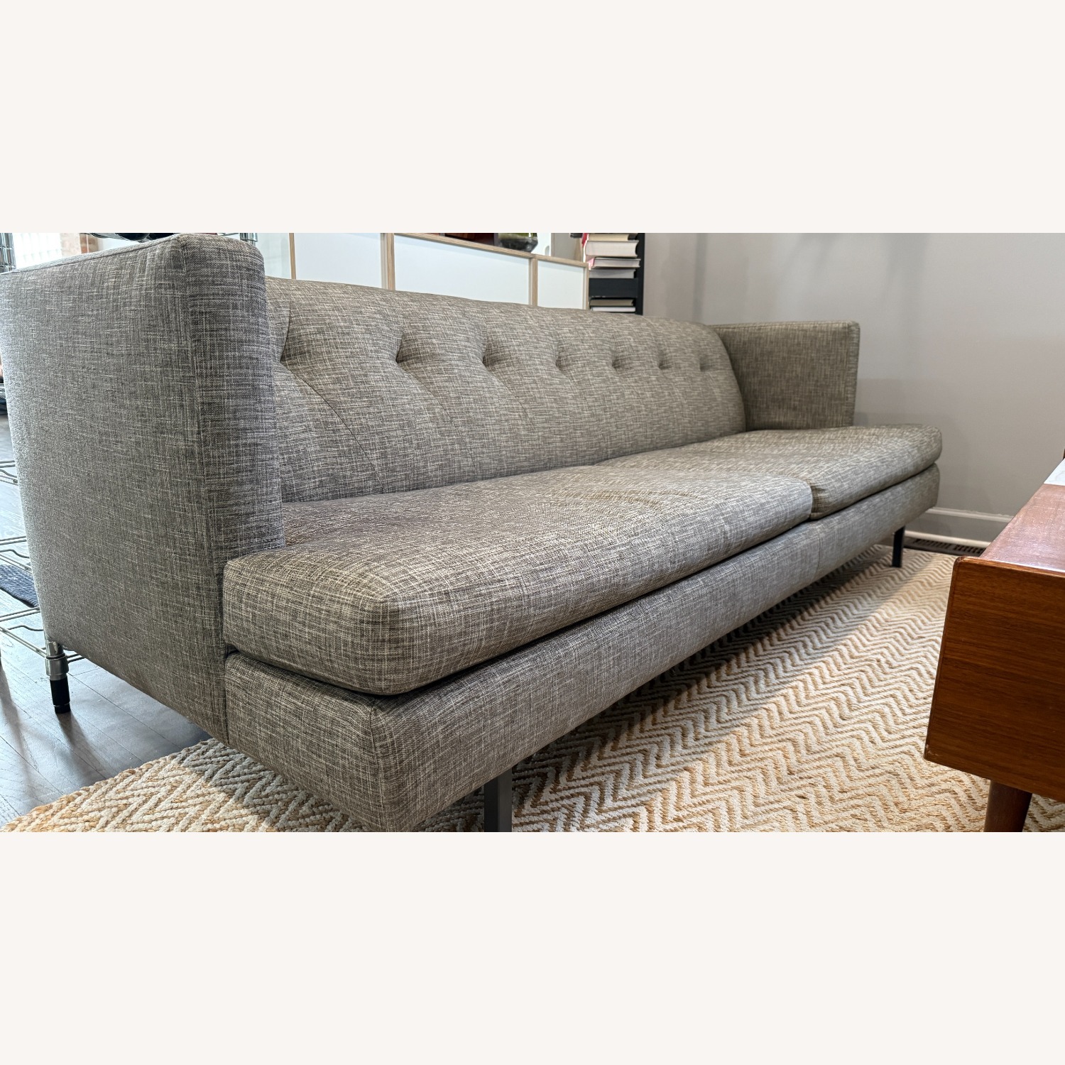 CB2 Avec Midcentury Modern Sofa in Grey Tweed - image-3