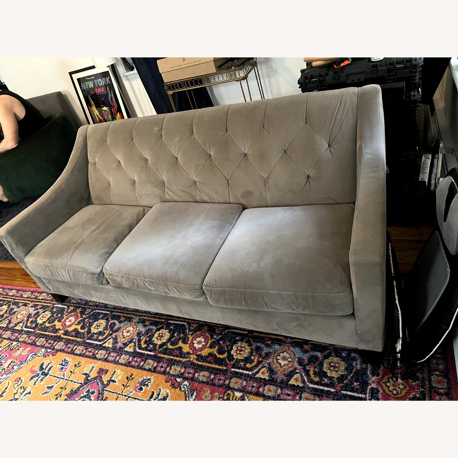 Macy's Chloe Velvet Tufted Sofa - image-5