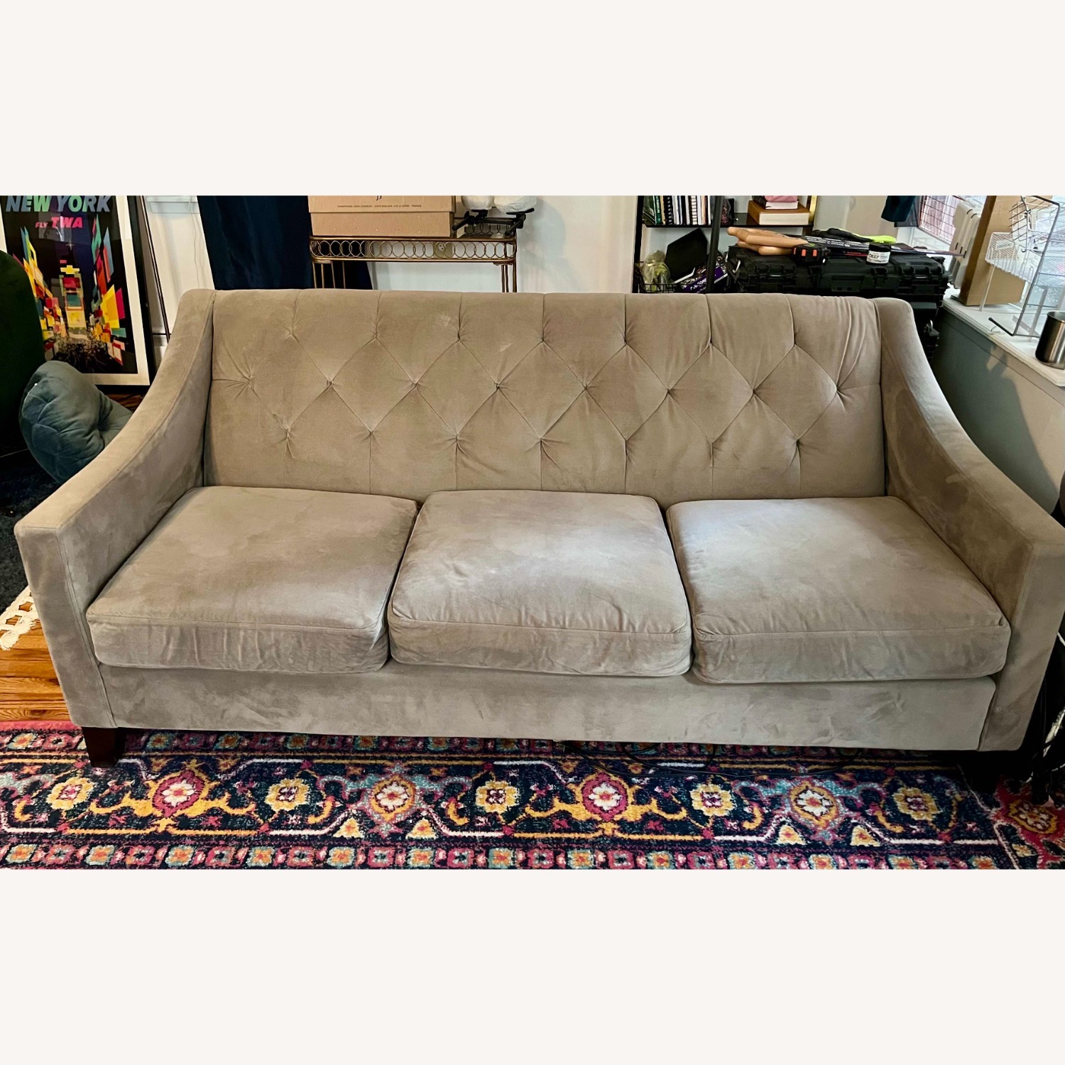 Macy's Chloe Velvet Tufted Sofa - image-1