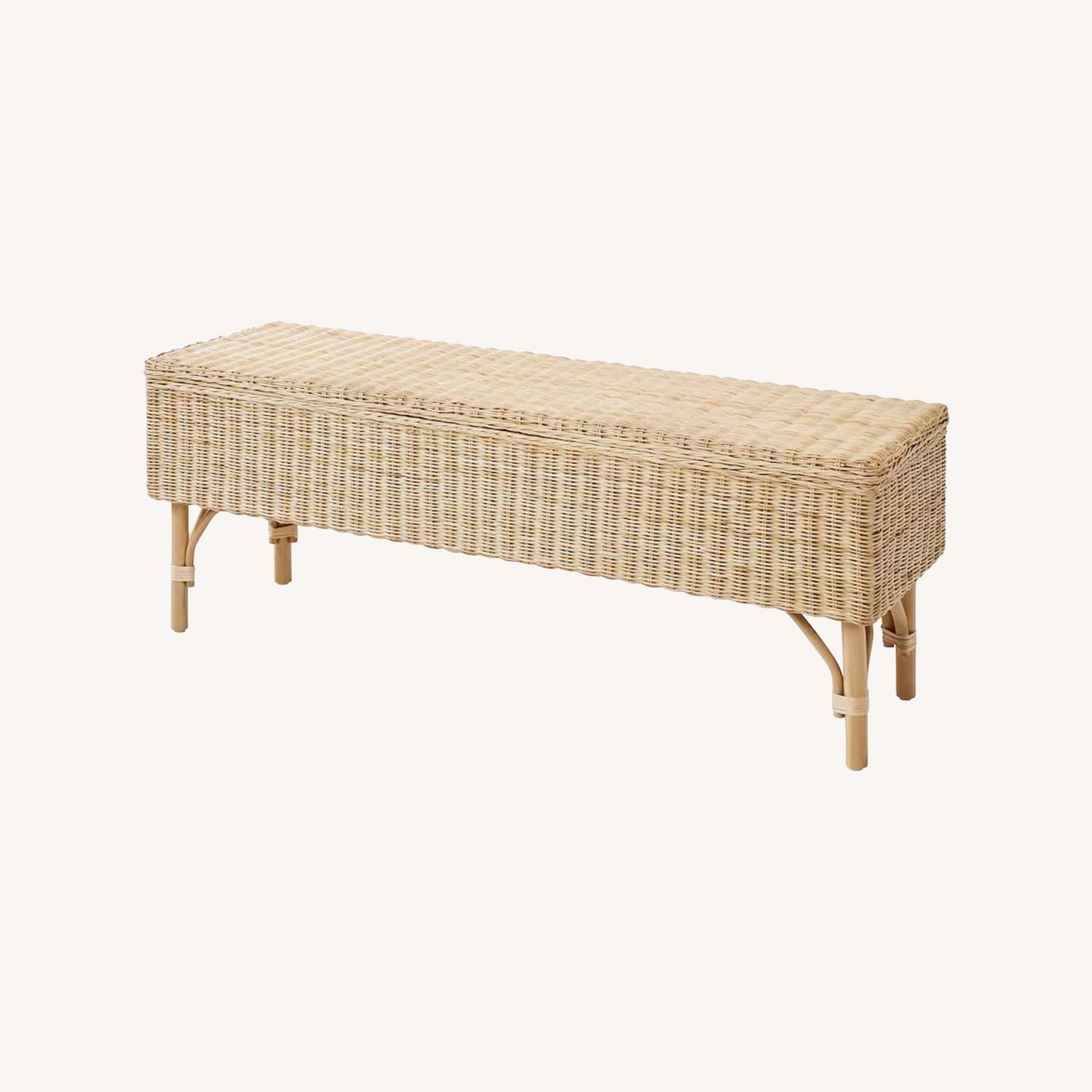 IKEA TOLKNING Bench with Storage, Handmade Rattan - image-7