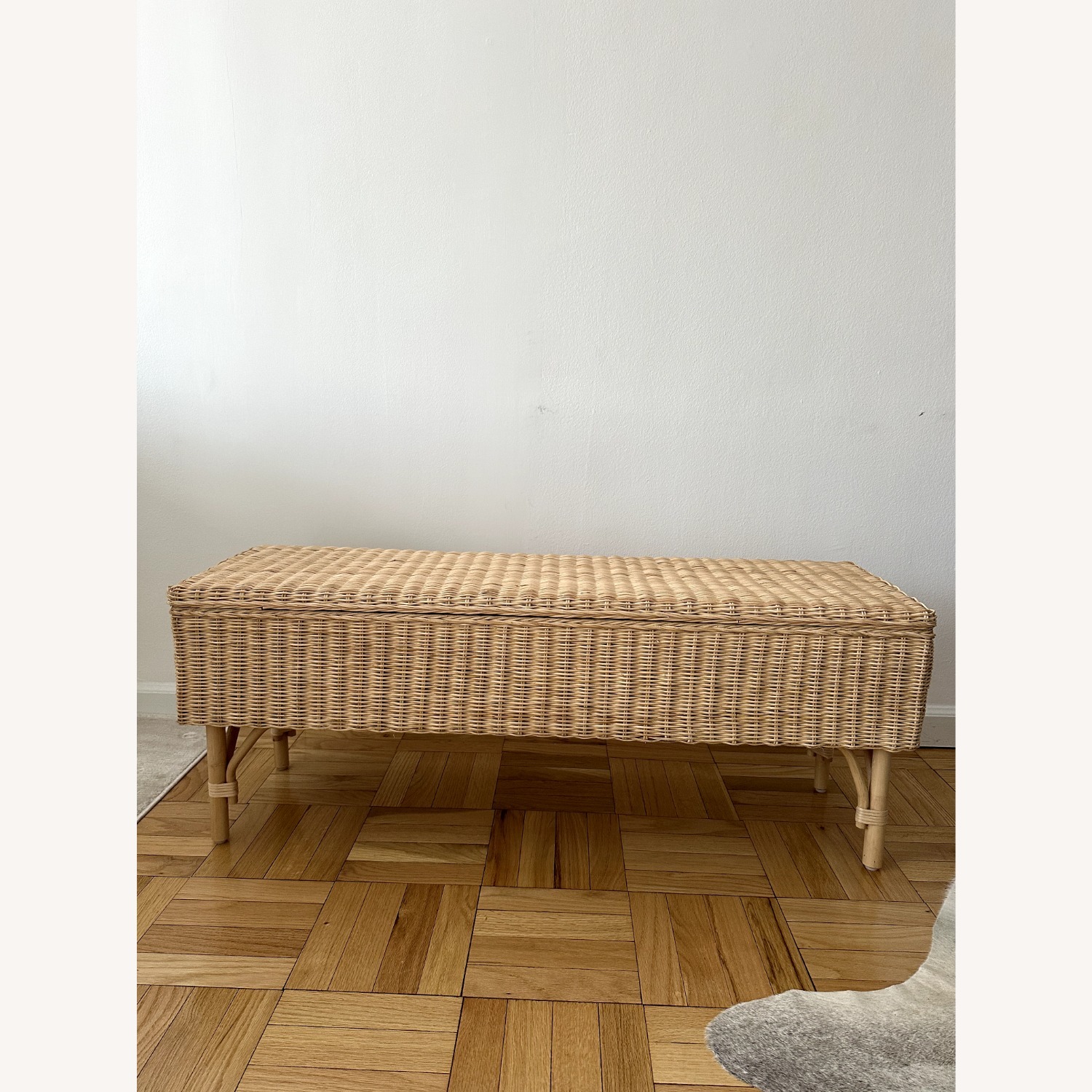 IKEA TOLKNING Bench with Storage, Handmade Rattan - image-1