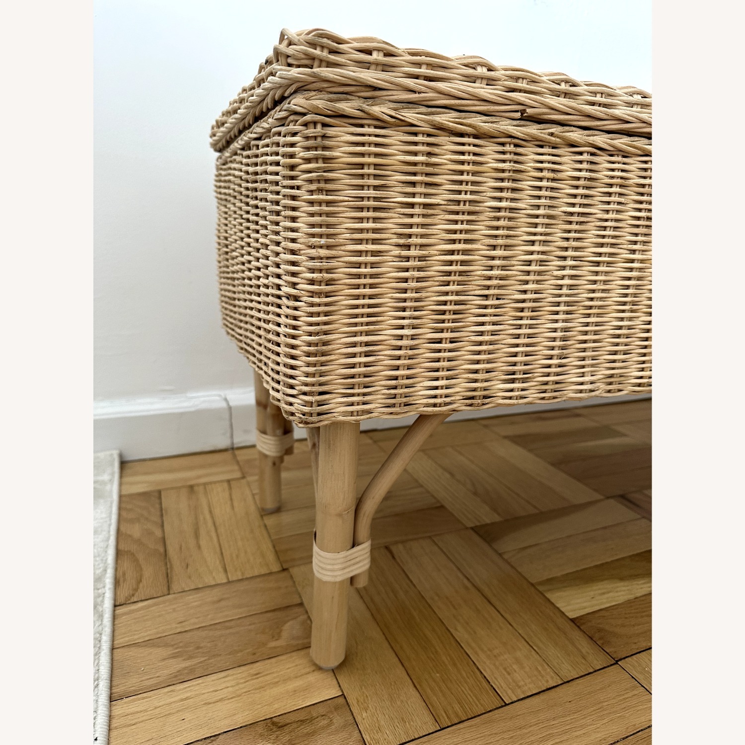 IKEA TOLKNING Bench with Storage, Handmade Rattan - image-3