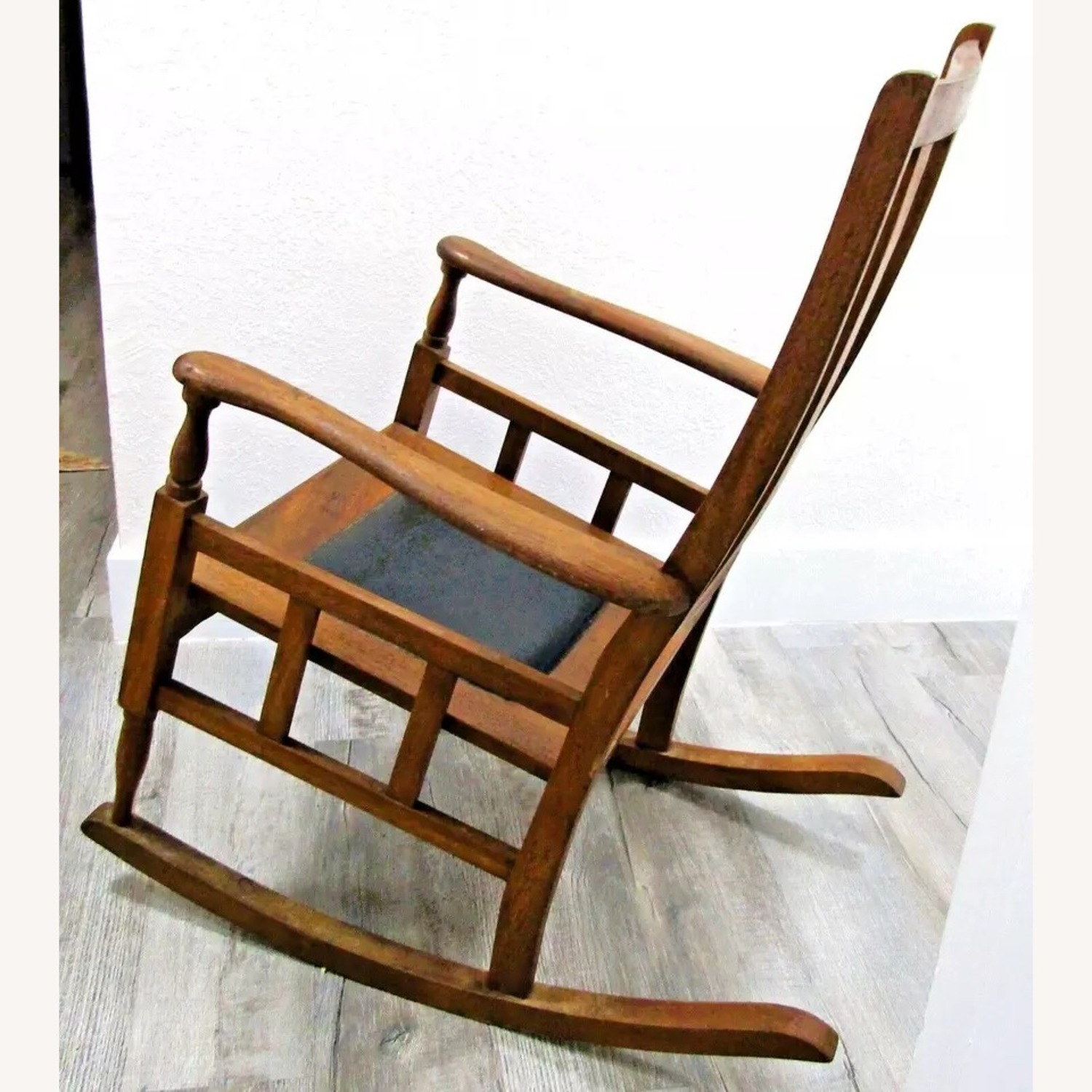 Antique Mission Style Oak Cane Back Rocking Chair - image-6