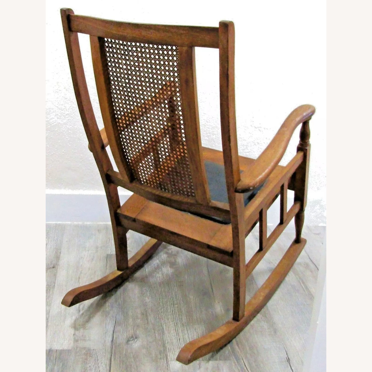 Antique Mission Style Oak Cane Back Rocking Chair - image-4