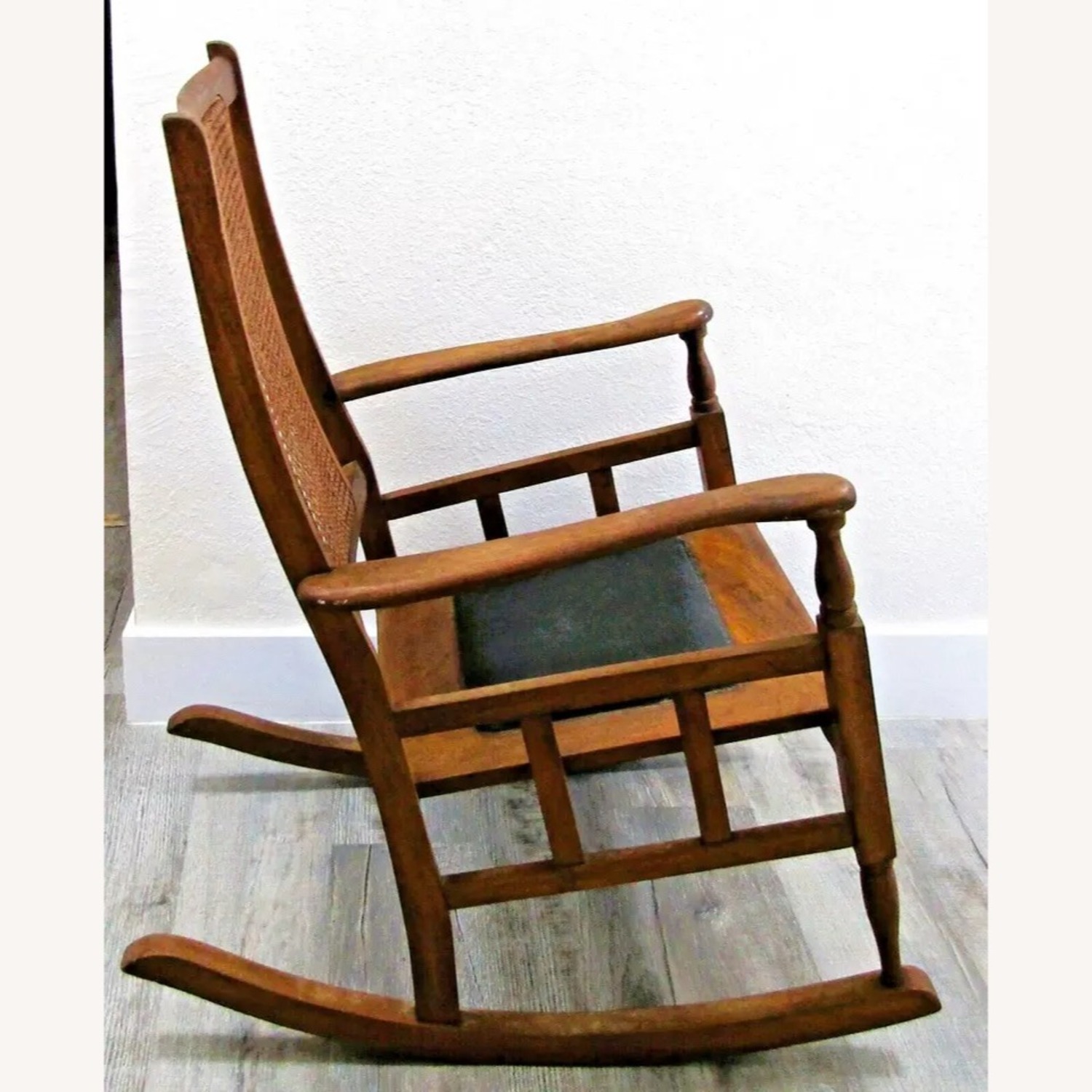 Antique Mission Style Oak Cane Back Rocking Chair - image-3